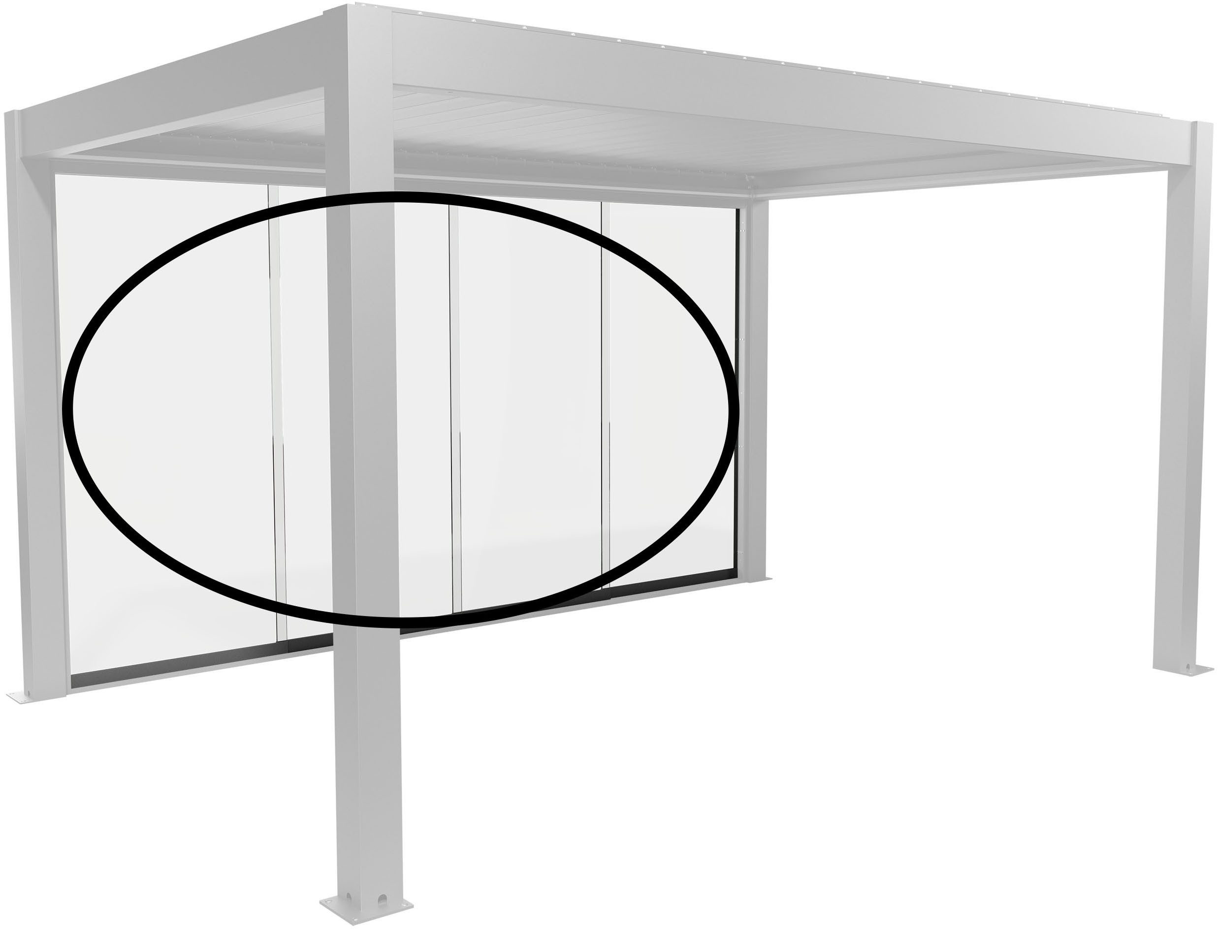 Biohort Glasschiebetür Klarglas Gr. 4,5 m für Pergola, verschiedene Farben, 420x 234,9 cm, Glaselemente aus 10 mm ESG