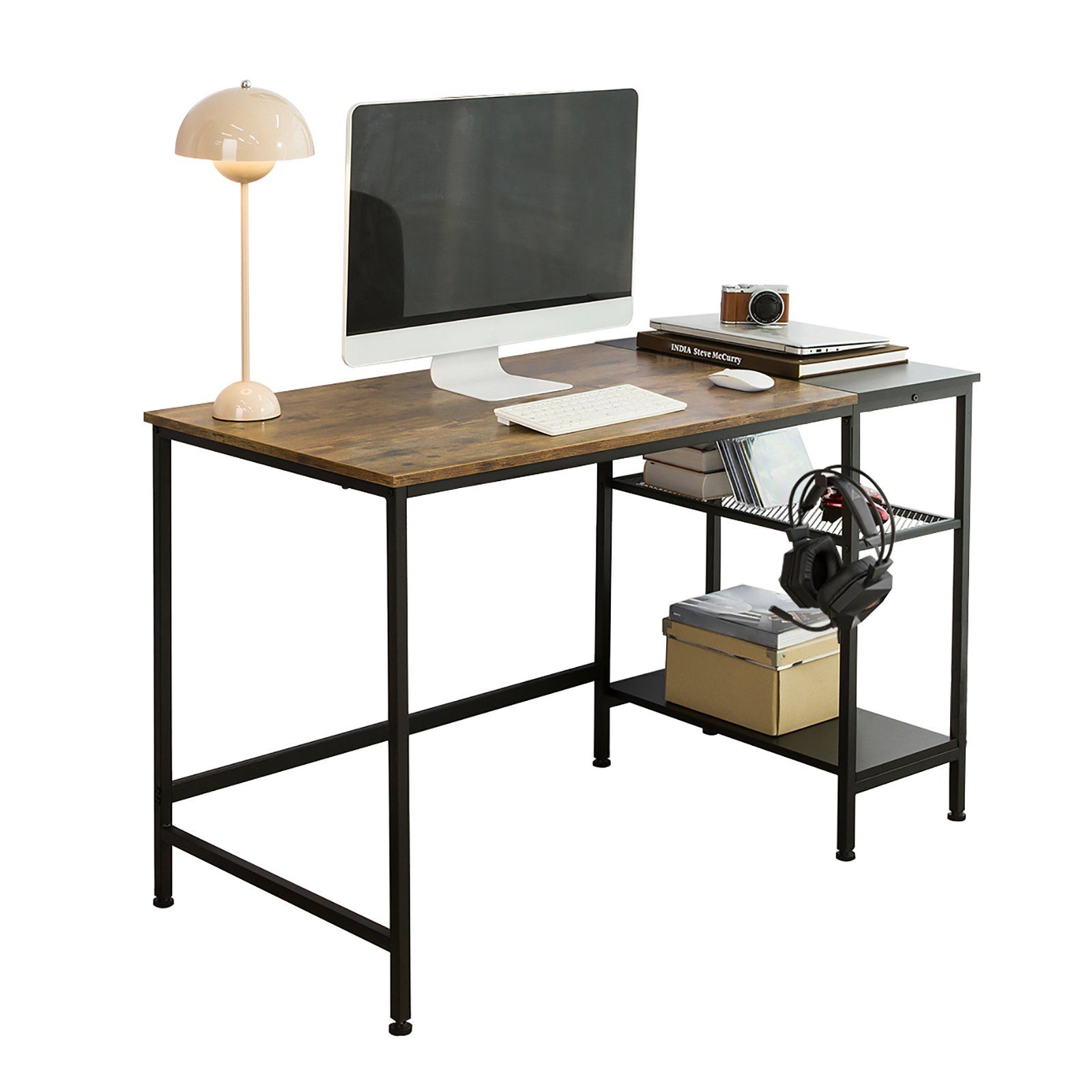 SoBuy Schreibtisch FWT77, mit 2 Ablagen Computertisch Arbeitstisch Bürotisch für Homeoffice. Reduzierter Preis € 84,95. Unverbindliche Preisempfehlung € 104,95