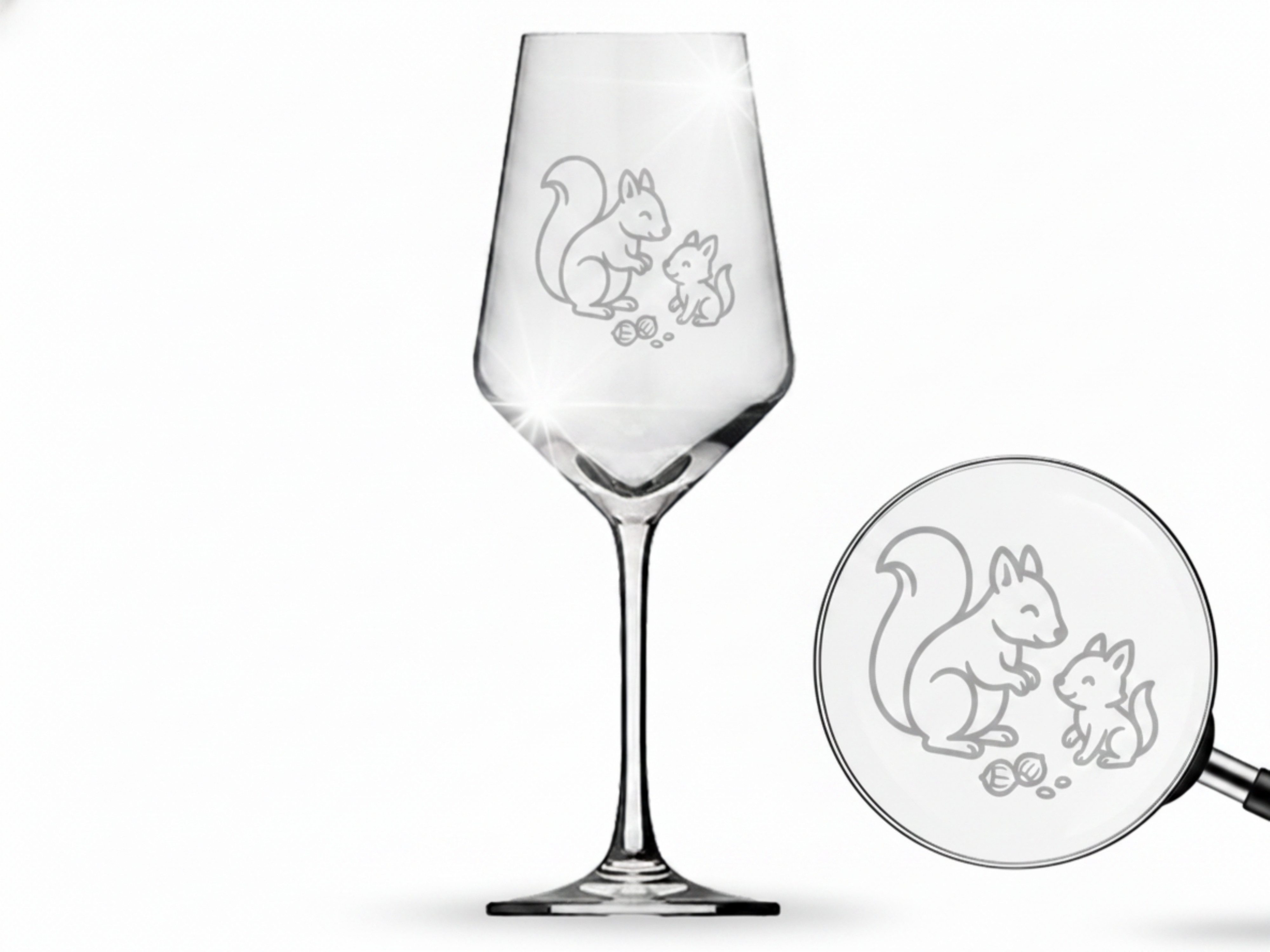 eXODA Weinglas Weinglas mit Eichhörnchen Gravur 350ml spülmaschinenfest, 1-tlg., Glas, Atemberaubende Darstellung