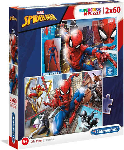 Clementoni® Puzzle Supercolor Puzzle Set - Spiderman (2 x 60 Teile), 60 Puzzleteile