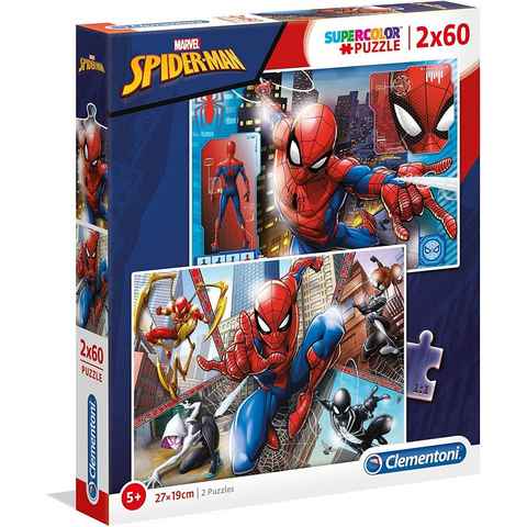 Clementoni® Puzzle Supercolor Puzzle Set - Spiderman (2 x 60 Teile), 60 Puzzleteile