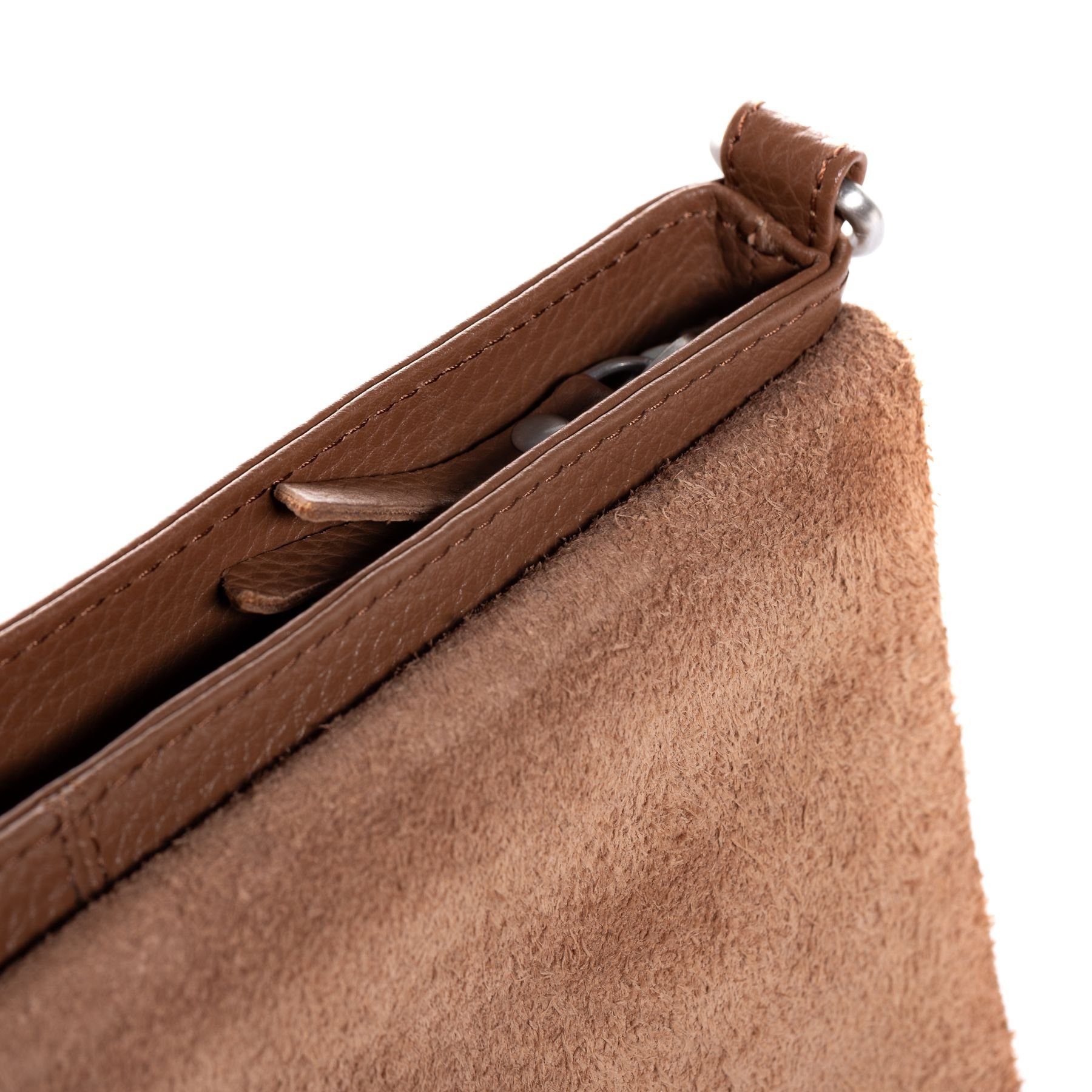 FEYNSINN Umhängetasche echt Leder Umhängetasche groß tobacco LIVA, Schultertasche Echtleder Damen, Crossbody Bag klein hellbraun-cognac