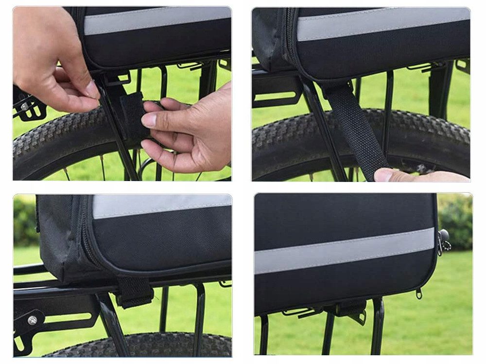 Verkgroup Gepäckträgertasche Großes Fahrradtaschen-Set mit 3 Fächern und Regenhülle (Multifunktionales Fahrradtaschen-Set für Gepäckträger, Fahrradtasche mit Regenhülle und Schultergurt, ideal für Touren), Reflektierend, erweiterbares Hauptfach, Regenhülle, Schultergurt