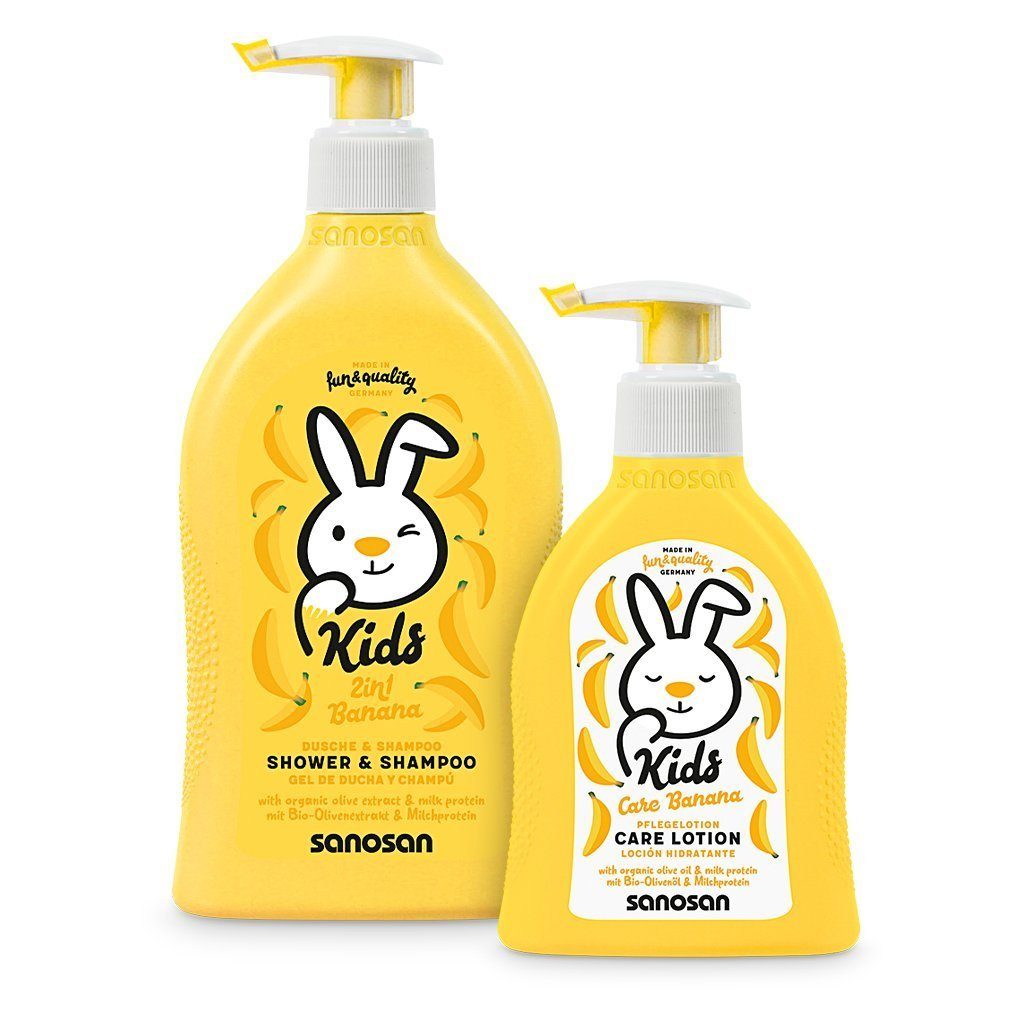 Hautpflege-Set 2in1 Duschgel & Haar Shampoo & Pflegelotion - Pflegeset für Kinder