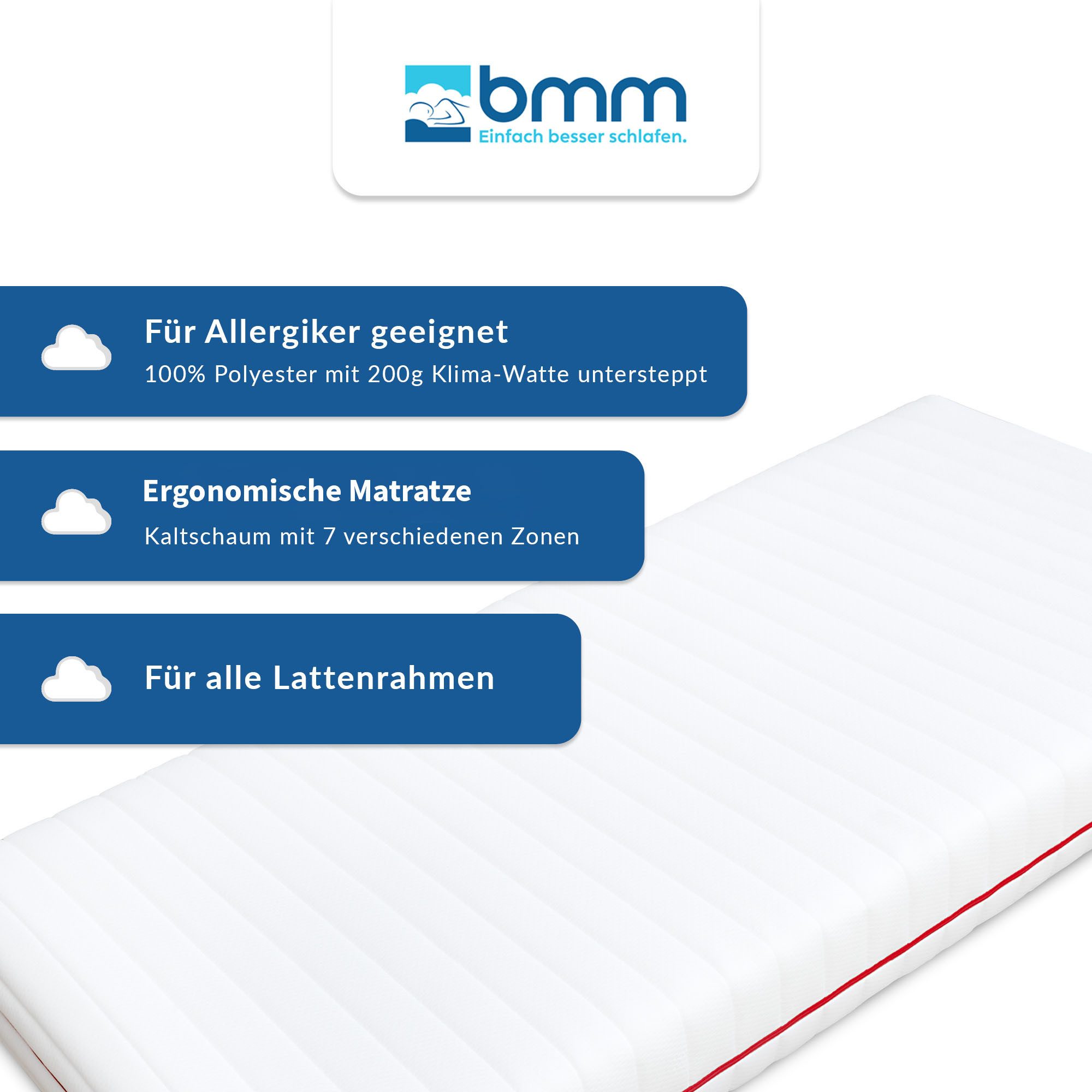 Kaltschaummatratze BMM Matratze Klassik 19 H5 80 x 190 cm, BMM, 19 cm hoch, ergonomischer 7-Zonen KSCell®-Schaum, Deutsche Produktentwicklung – Bild 5 von 5