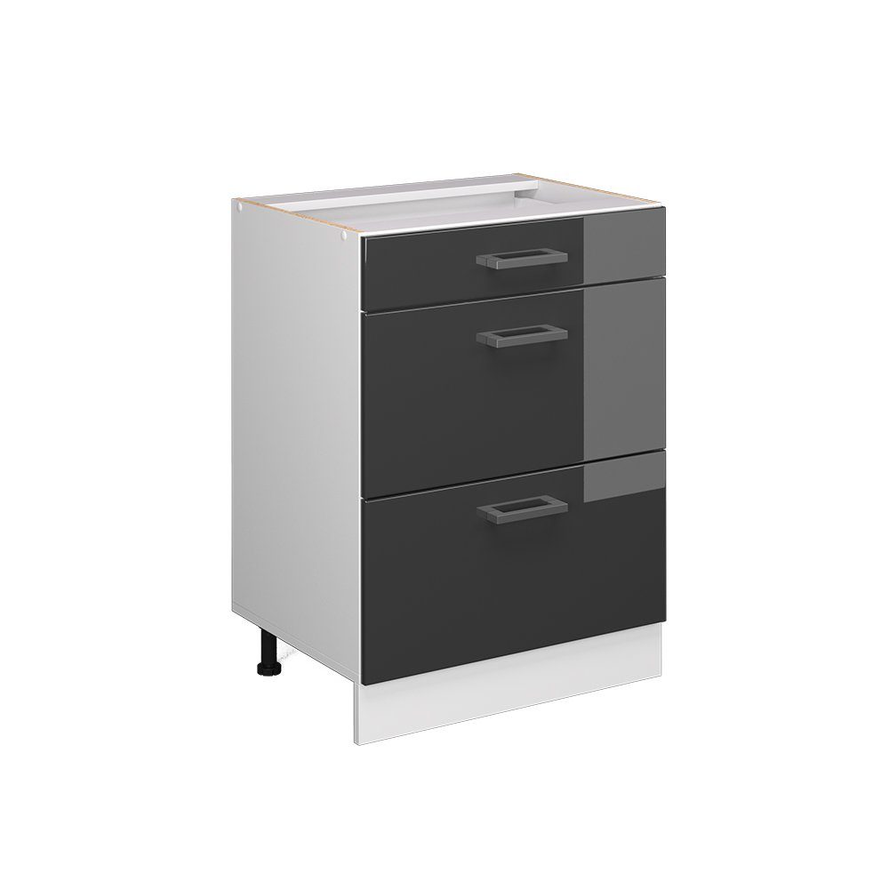 Vicco Unterschrank R-Line Anthrazit Hochglanz/Weiß 60 mit Schubladen ohne Arbeitsplatte (1-St)