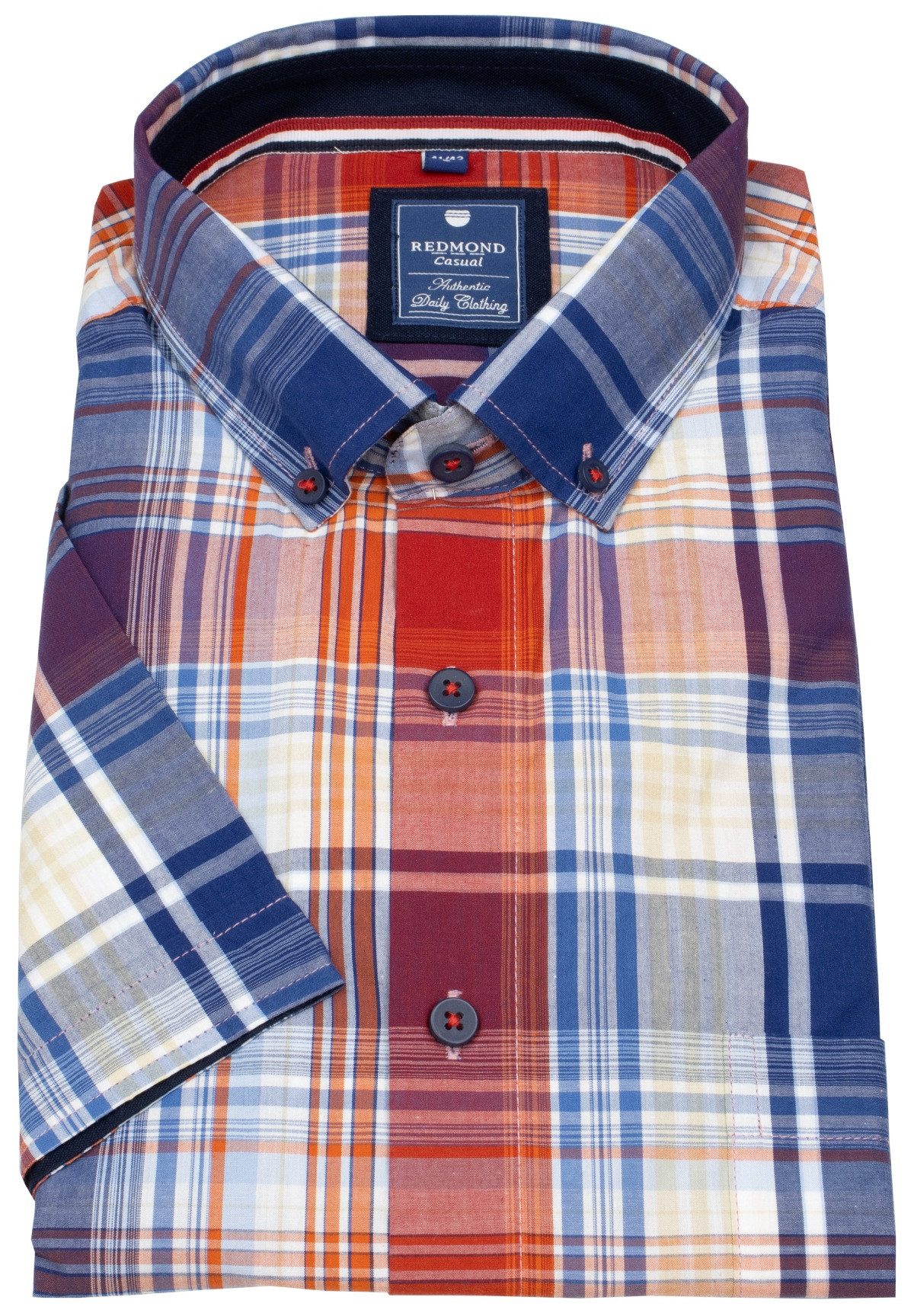Redmond Kurzarmhemd Button-Down-Kragen Kontrastknöpfe günstig online kaufen