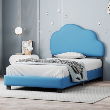 Sweiko Polsterbett, Kinderbett mit wolkenförmigem Kopfteil, Kunstleder, 90*200cm
