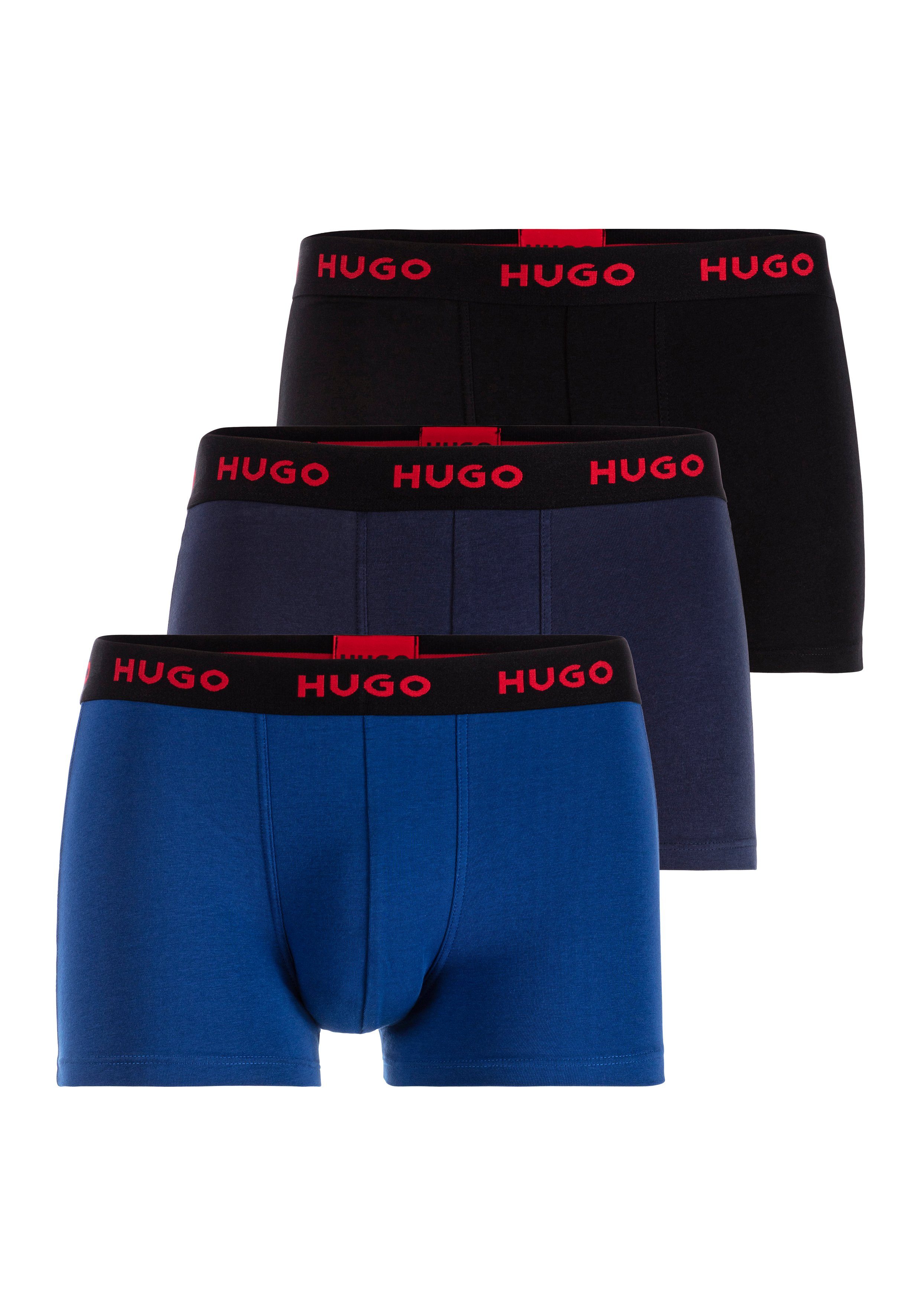 Markenlogo Medium_Blue_420 HUGO 3er-Pack) 3-St., (Packung, Boxershorts mit