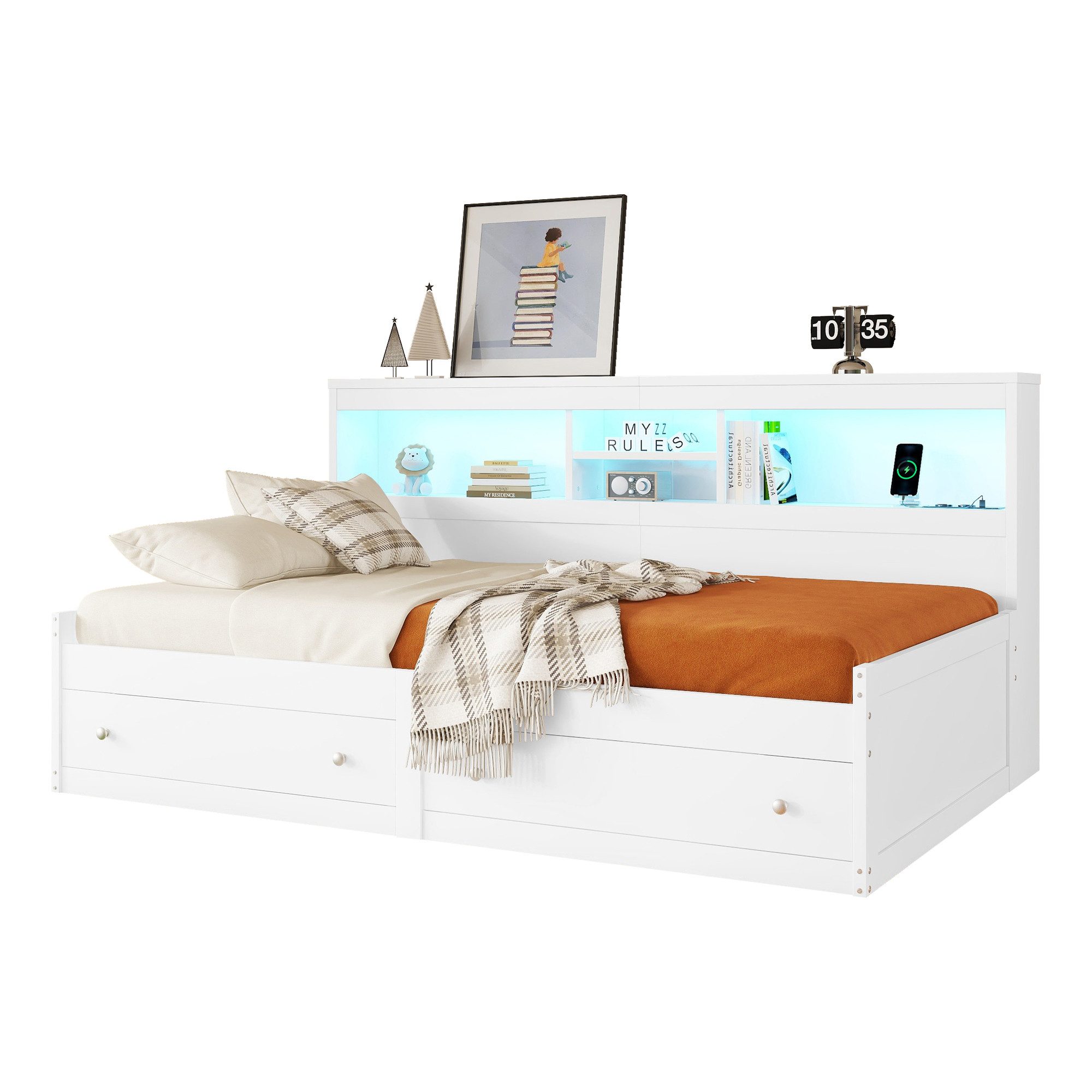 Odikalo Schlafsofa Daybett Tagesbett Nachtkästchen USB günstig online kaufen