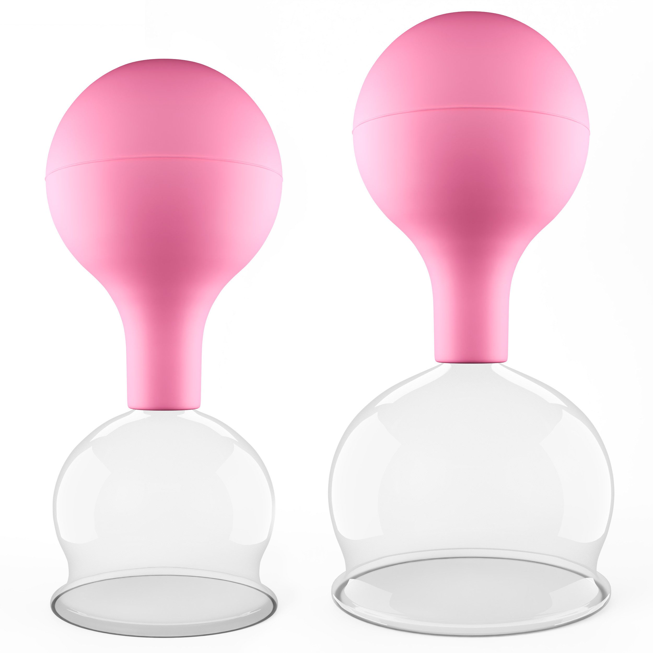 pulox Vakuum-Massager Schröpfgläser Set aus Echtglas 2 Stück 5,2cm und 6,2cm Pink
