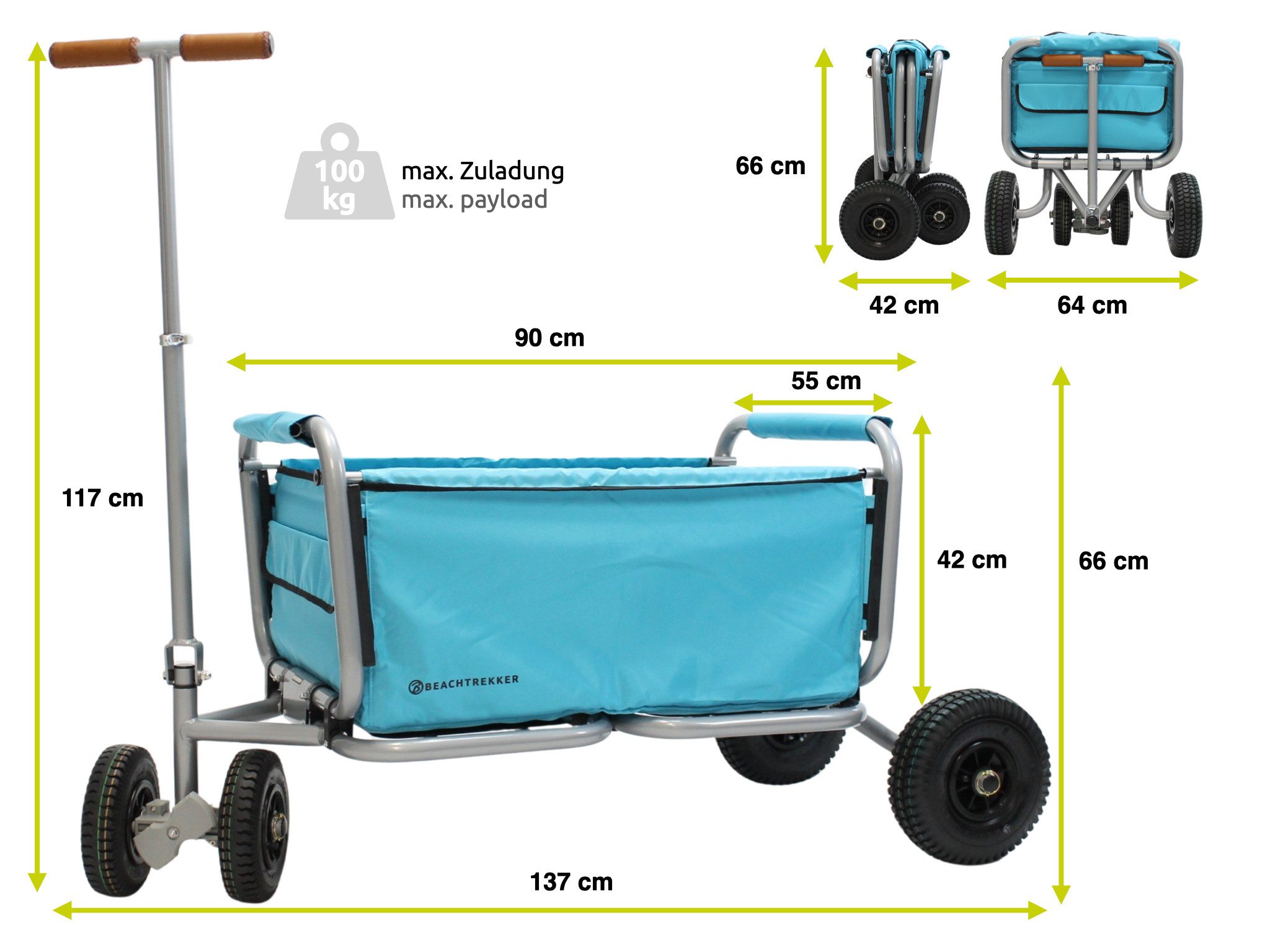 Beachtrekker Bollerwagen LiFe, faltbarer Bollerwagen inkl. Feststellbremse