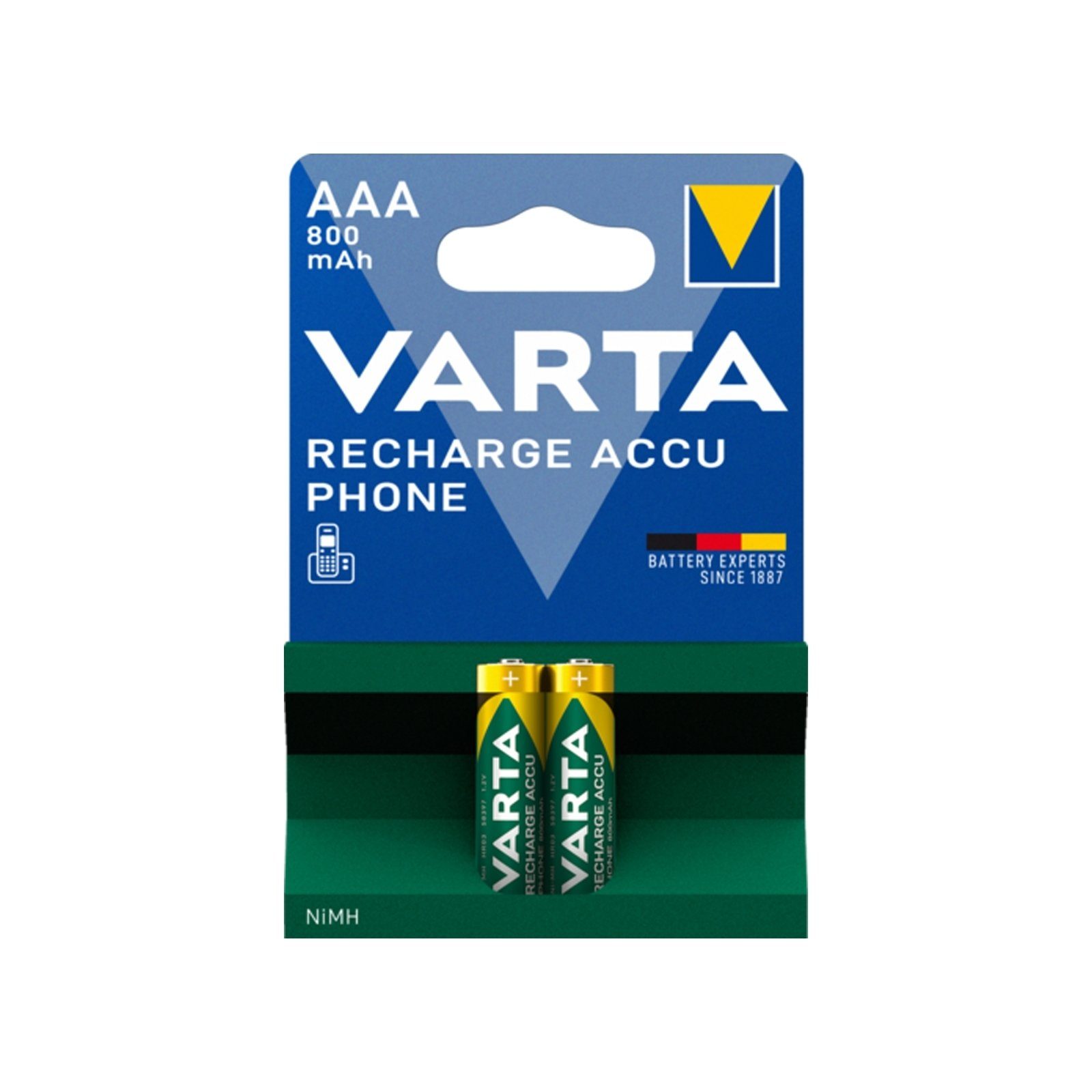 800 Recharge VARTA Batterie 2xAAA mAh Phone Accu