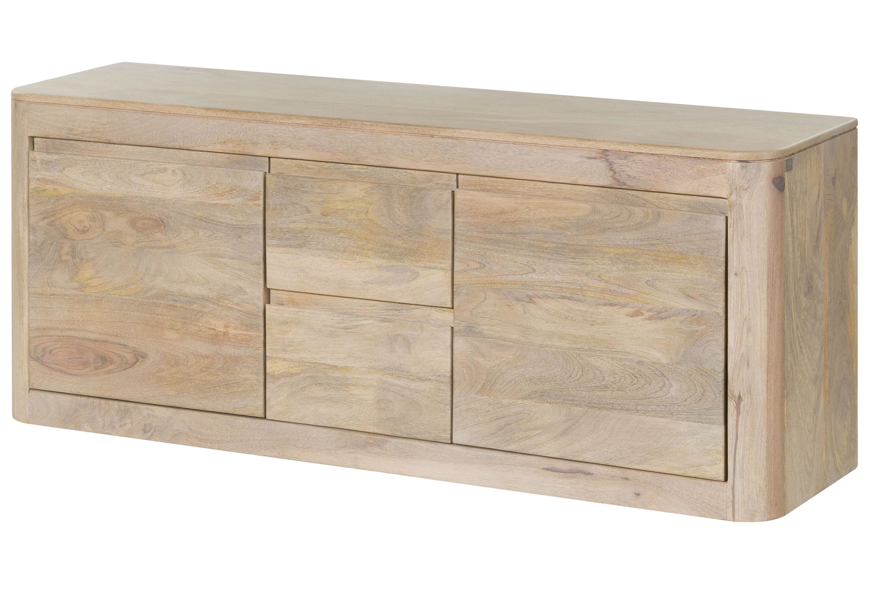 Massivmoebel24 TV-Board TORONTO (Massivholz), Mango 147x40x58 weiß lackiert TORONTO #300
