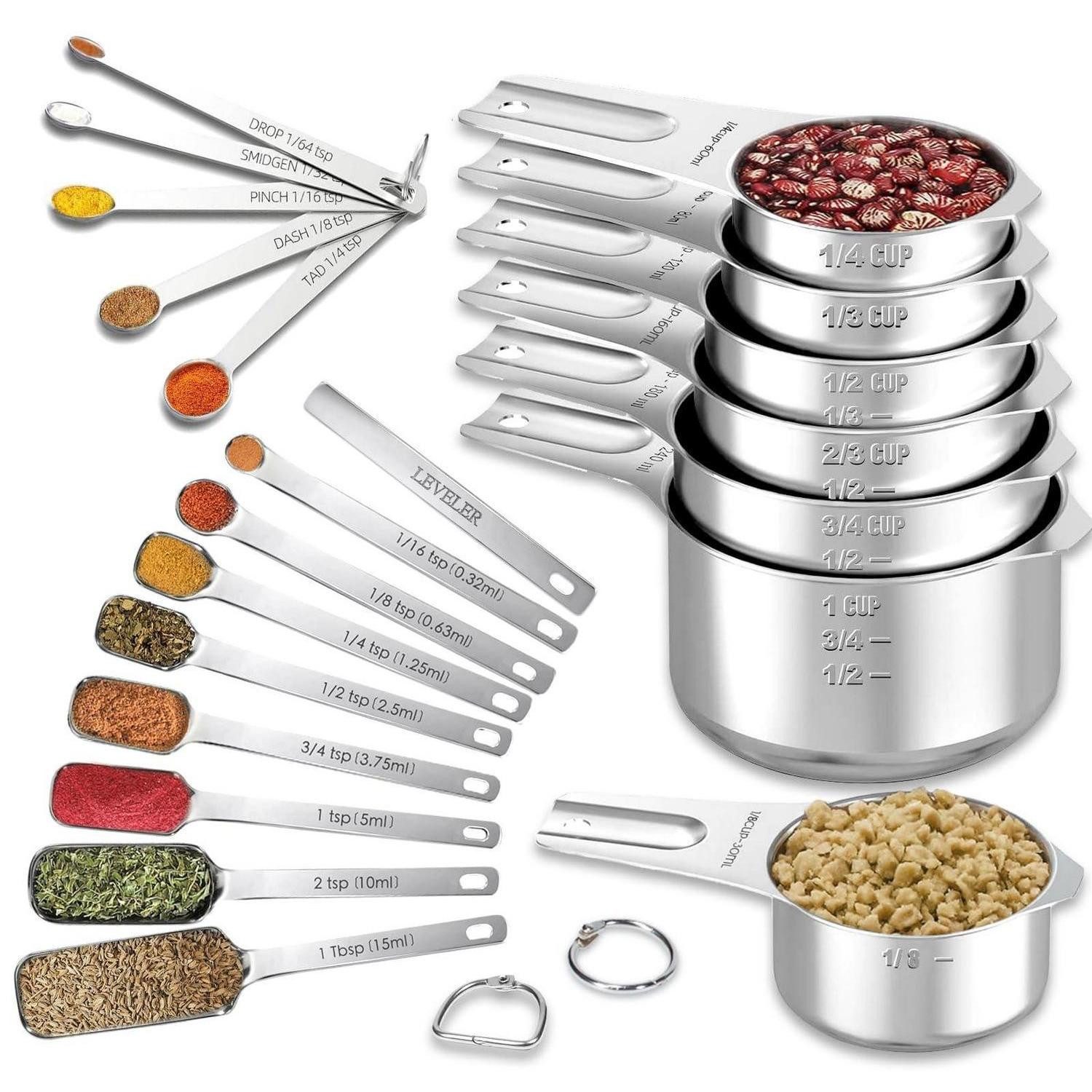 LuxusKollektion Messlöffel Messbecher & Löffel Set 21-teilig Edelstahl