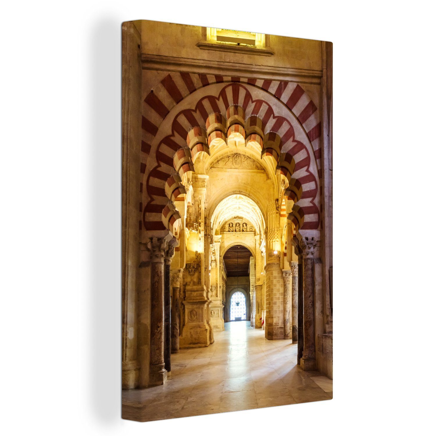 Zackenaufhänger, St), mit Mezquita fertig Spanien, bespannt in Bogen cm (1 OneMillionCanvasses® Leinwandbild 20x30 dem inkl. Gemälde, Leinwandbild berühmten