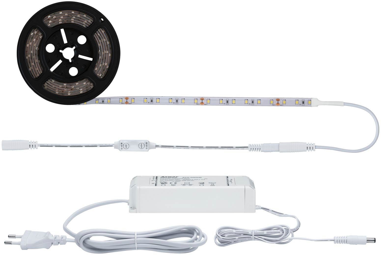 beschichtet inkl. Paulmann 3m SimpLED 33W, 33W, Neutralweiß Power Strip 1-flammig, Set LED-Streifen Dimm/Switch