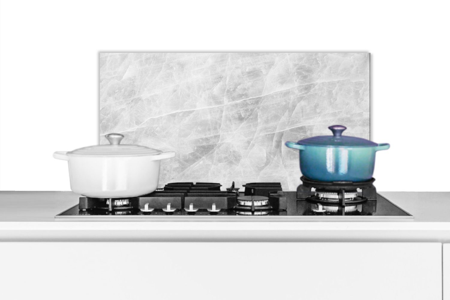 MuchoWow Küchenrückwand Marmor - Stein - Weiß - Luxus - Marmoroptik, (1-tlg), 60x30 cm, Wandschutz, gegen Fett und Schmutzflecken für Küchen