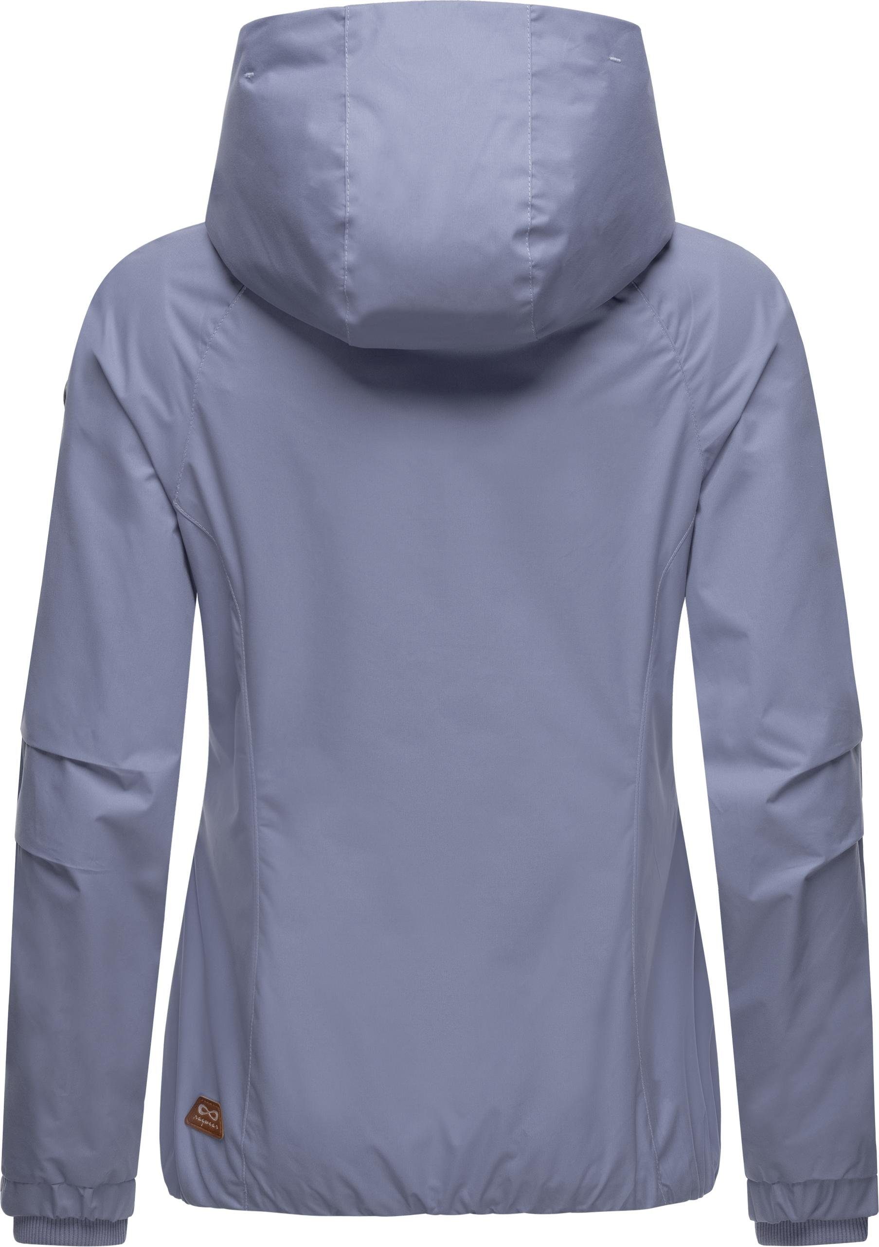 Ragwear Outdoorjacke Dizzie stylische Kapuze mit stahlblau Übergangsjacke großer