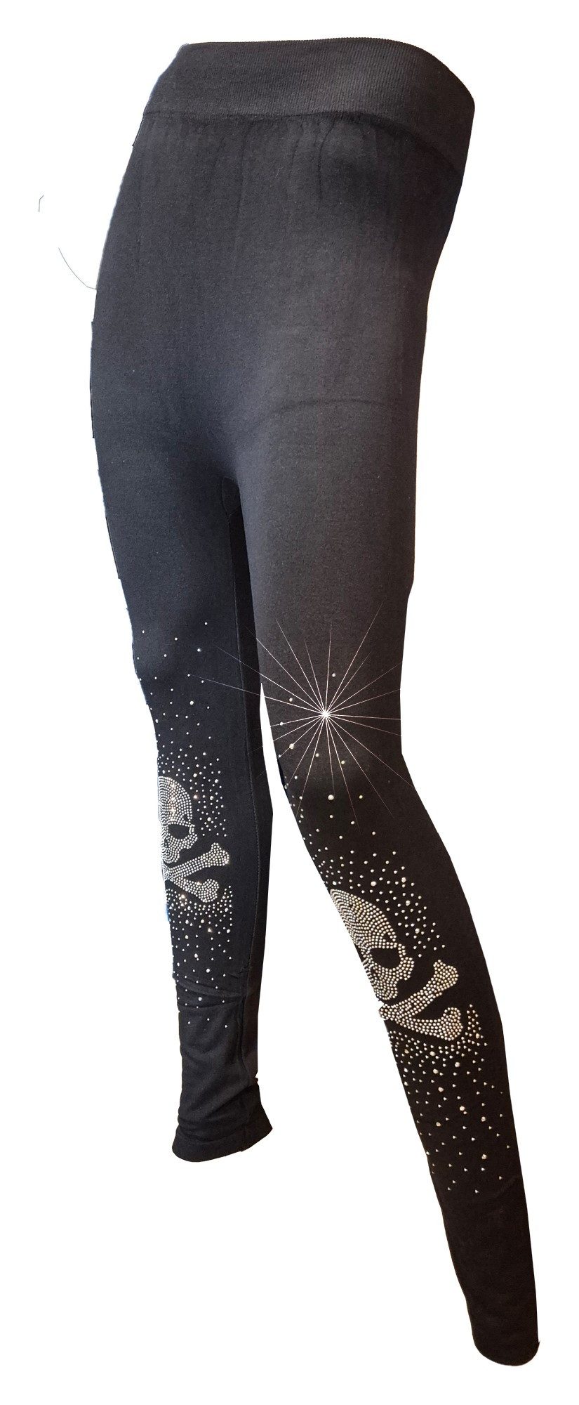 Einkaufszauber Leggings Leggings Skull Totenkopf Strass - geschliffenen Strass-Steine, die im Licht besonders schön glitzern