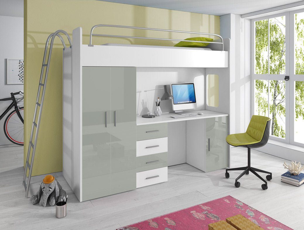 Luxusbetten24 Hochbett Kinderhochbett Study mit Schreibtisch, günstig online kaufen