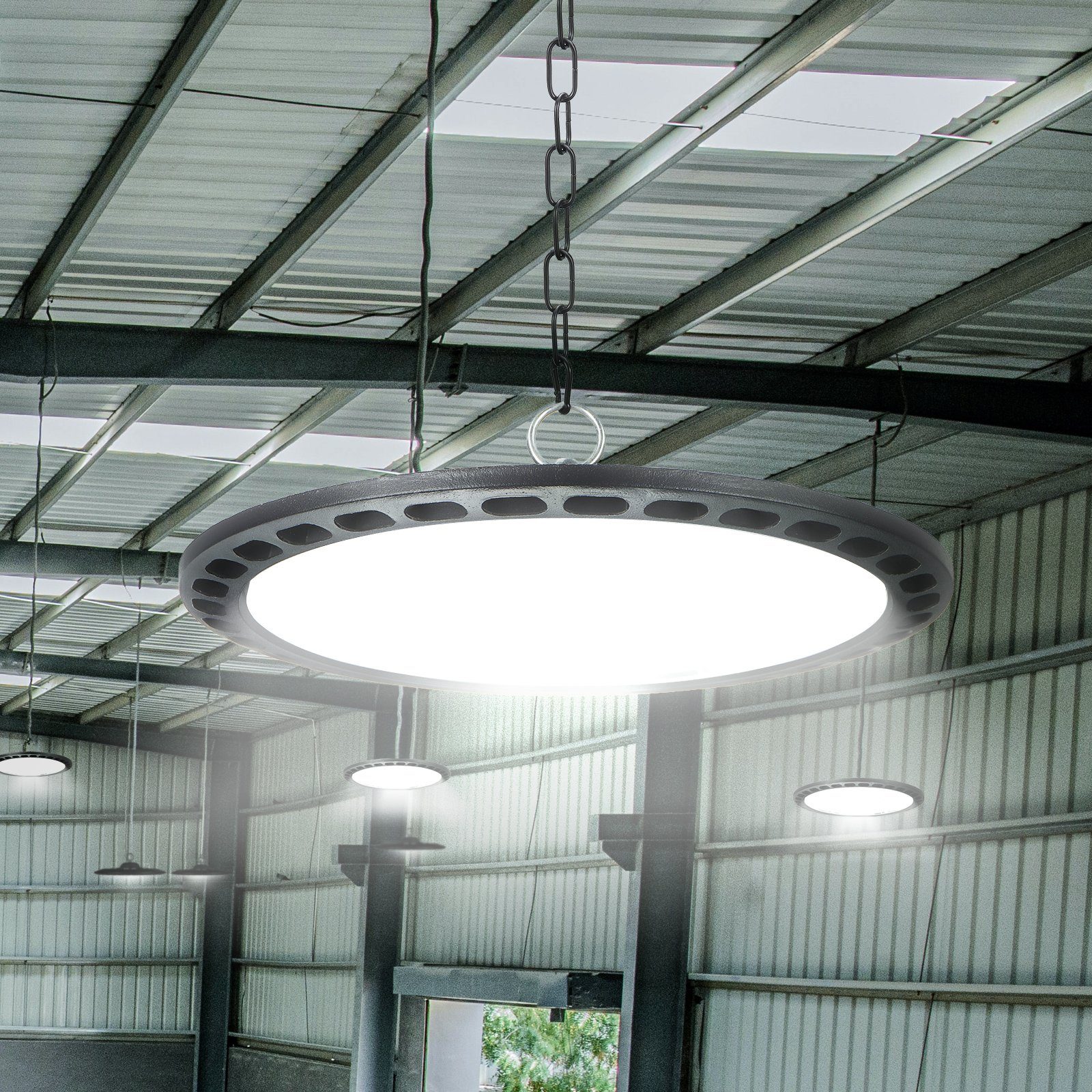 fest Deckenleuchte, UFO-Licht, LED 288LED, ECSEE Kaltweiß, Industrielicht, LED 34cm 288LED, integriert,