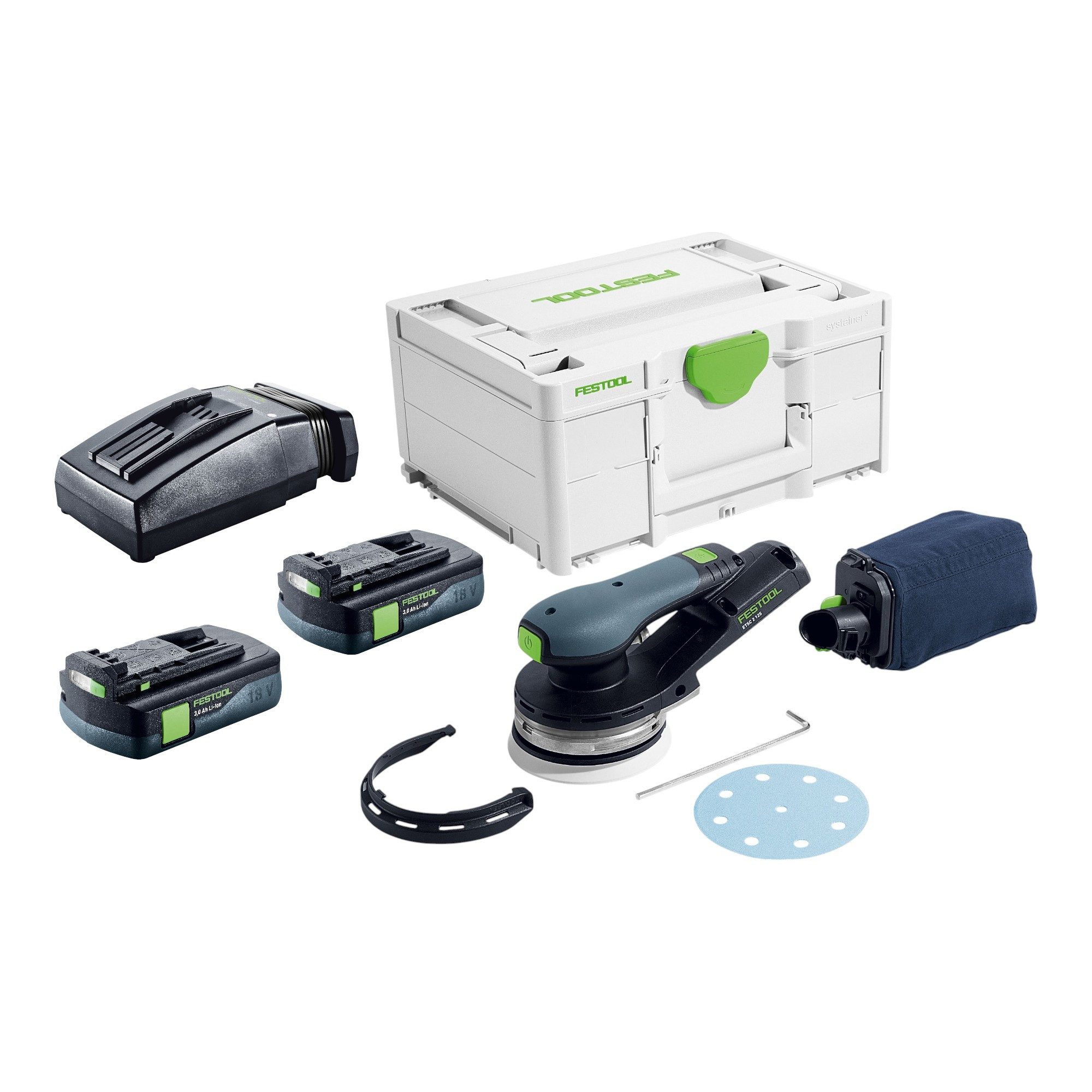 FESTOOL Akku-Exzenterschleifer ETSC 2 125-Basic Akku Exzenterschleifer 18 V 125 mm Brushless + 2x