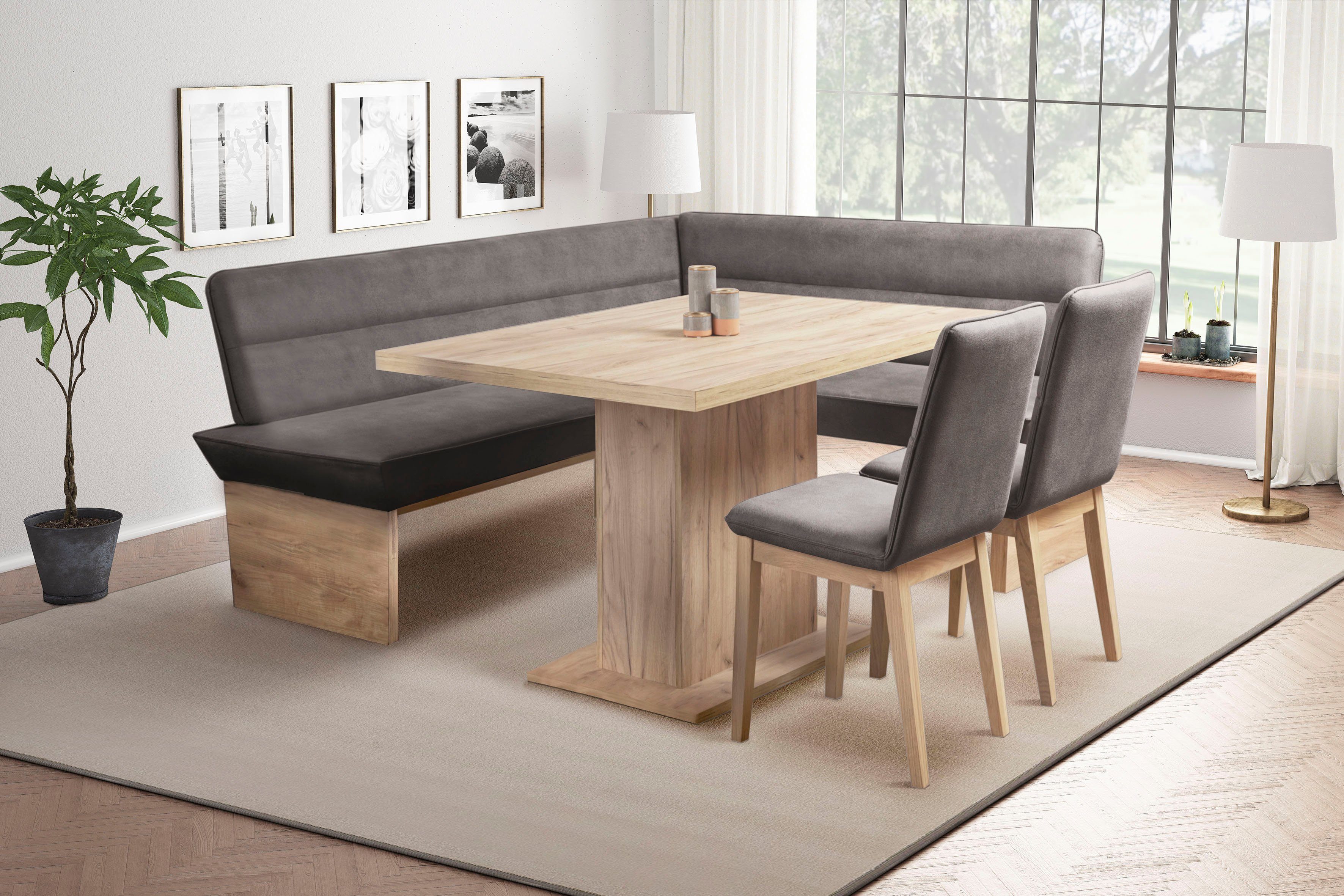 OTTO home Esszimmerstuhl Beluna + Cross Essecke Sitzgruppe Eckbank Küchenbank (Set, 2 St), Gestell und Beine aus massiver Eiche modernes Landhaus – Bild 5 von 5