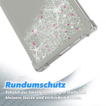 EAZY CASE Handyhülle Liquid Glittery Case für Samsung Galaxy S24 Ultra 6,8 Zoll, Kratzfeste Silikonhülle stoßfestes Back Cover Phone Case Etui Silber