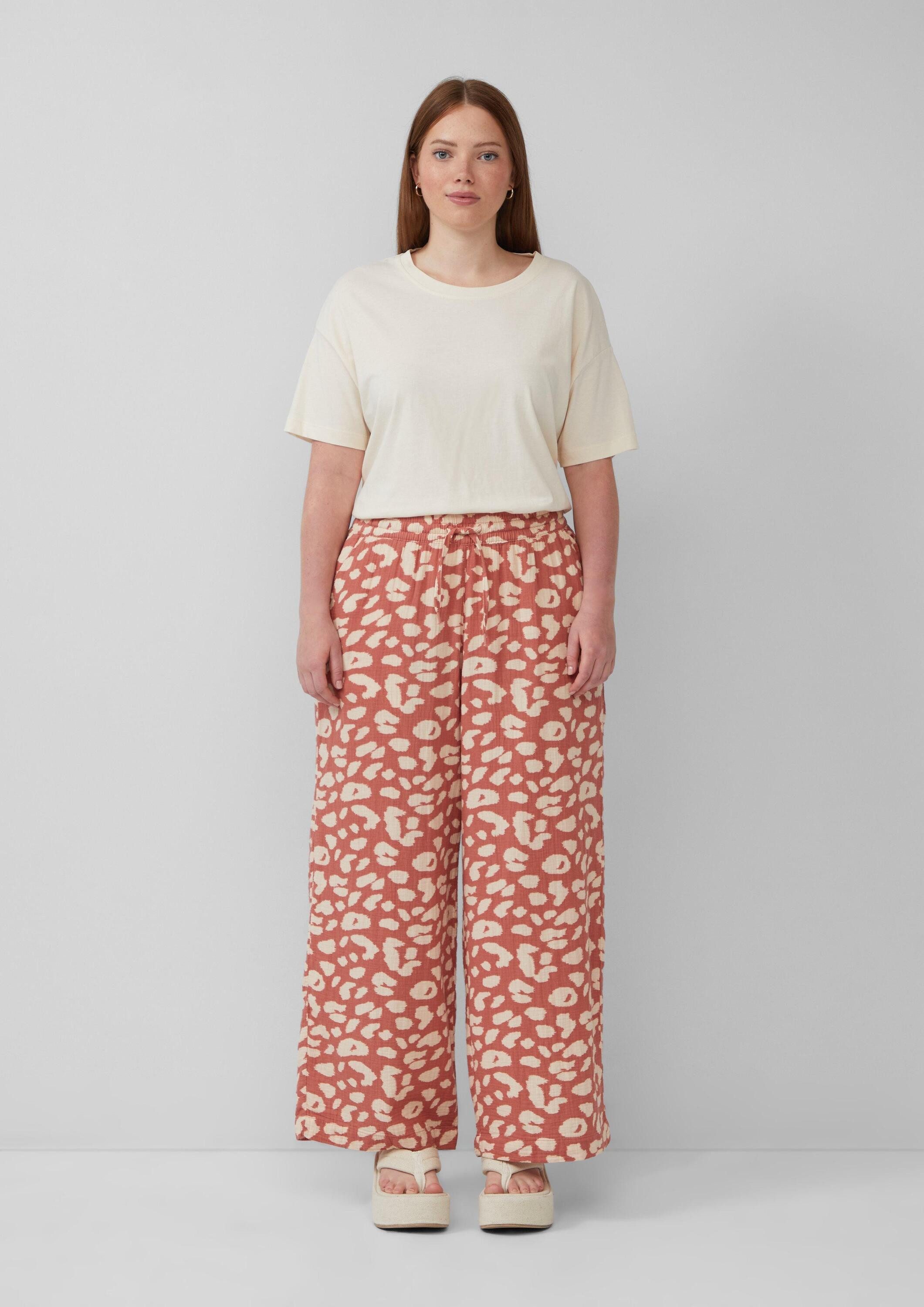 QS Chinos Hose Gemusterte Hose aus Musselin