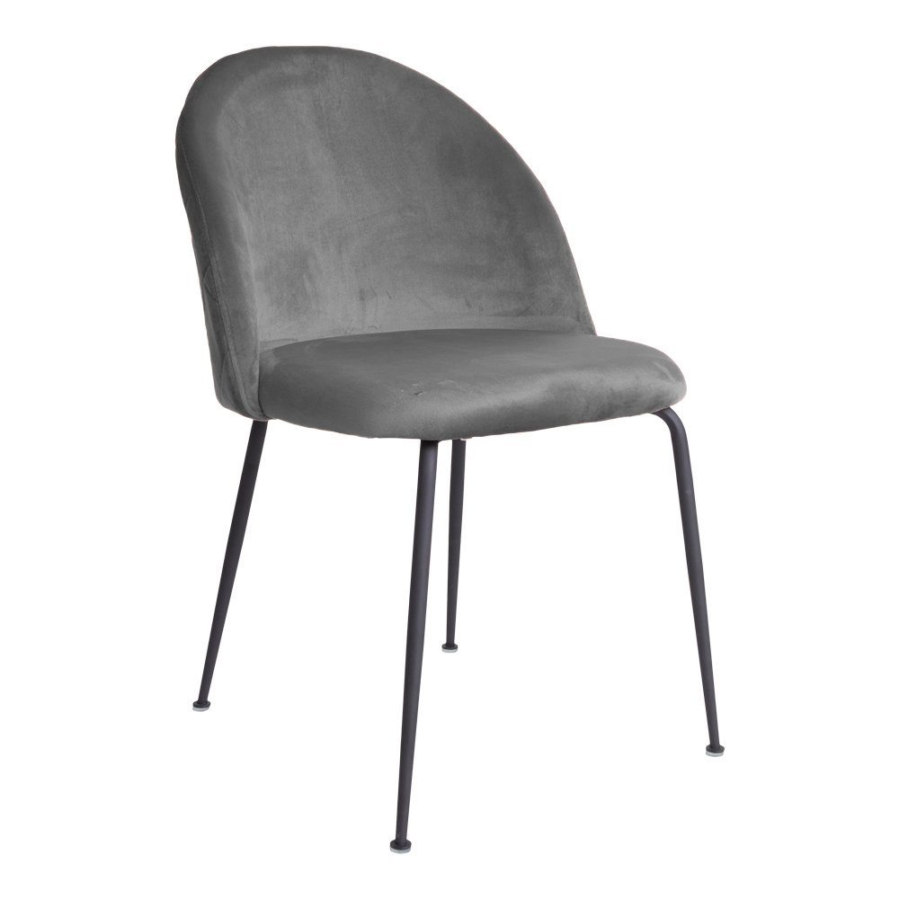 Esszimmerstuhl 2er Set Geles Esszimmerstuhl grau Velour, schwarze