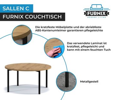 Furnix Couchtisch SALLEN C runder Kaffeetisch mit Metallgestell Auswahl, Ø80 cm Tischplatte, made in Europe