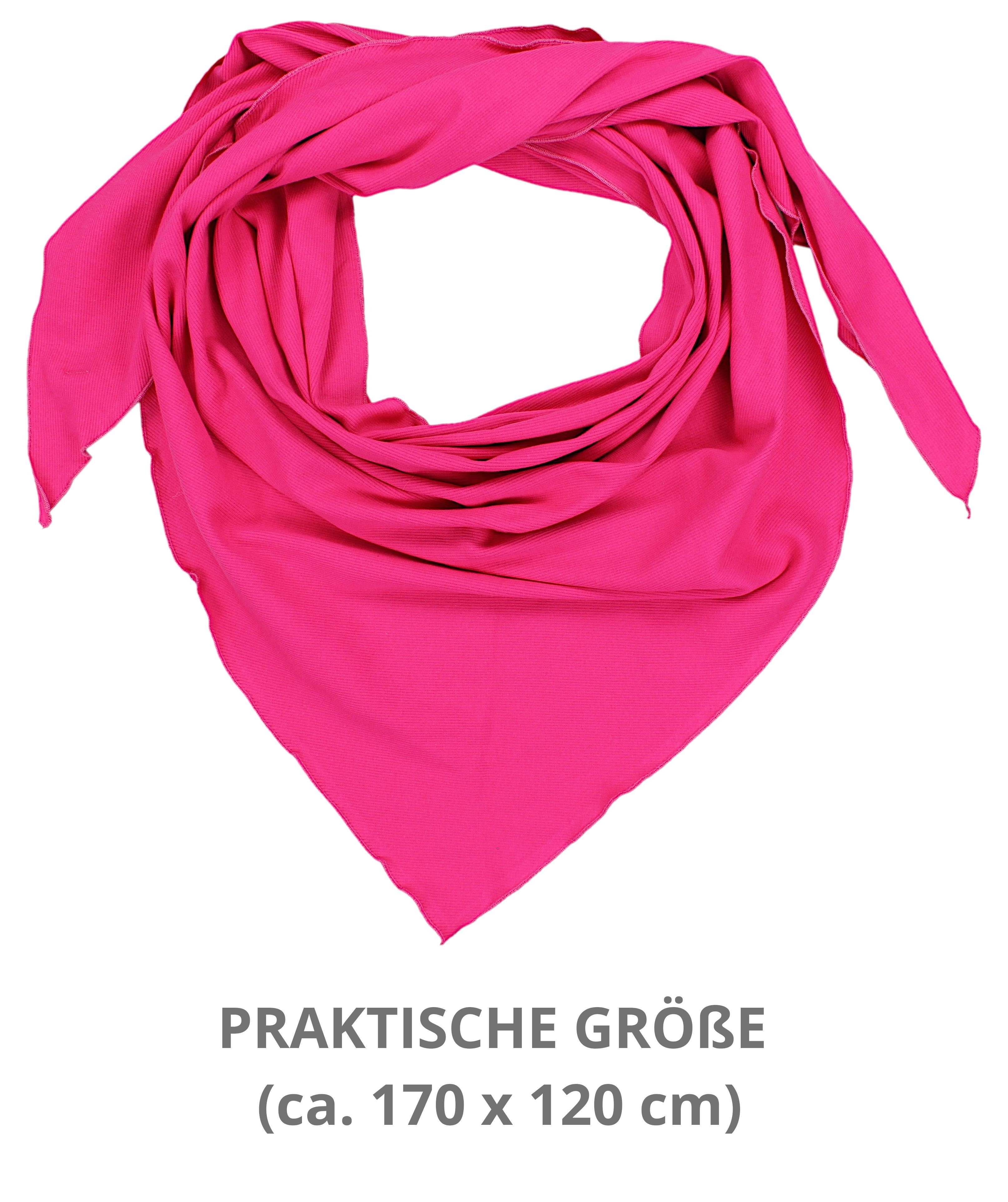 Herbst Fuchsia XXL Frühling Halstuch Rippstoff Alkato Mädchen Baumwolle Damen Dreieckstuch Rippstoff Schal