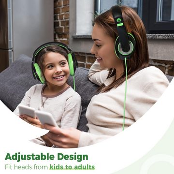 RockPapa Extraweiche Ohrpolster Kinder-Kopfhörer (Das stilvolle Design aus hochwertigen Materialien macht sie langlebig,Mit 1,5 m robusten Audiokabeln, Dual Sound Stage Treibern, Für optimale Passform, Gerätekompatibilität)