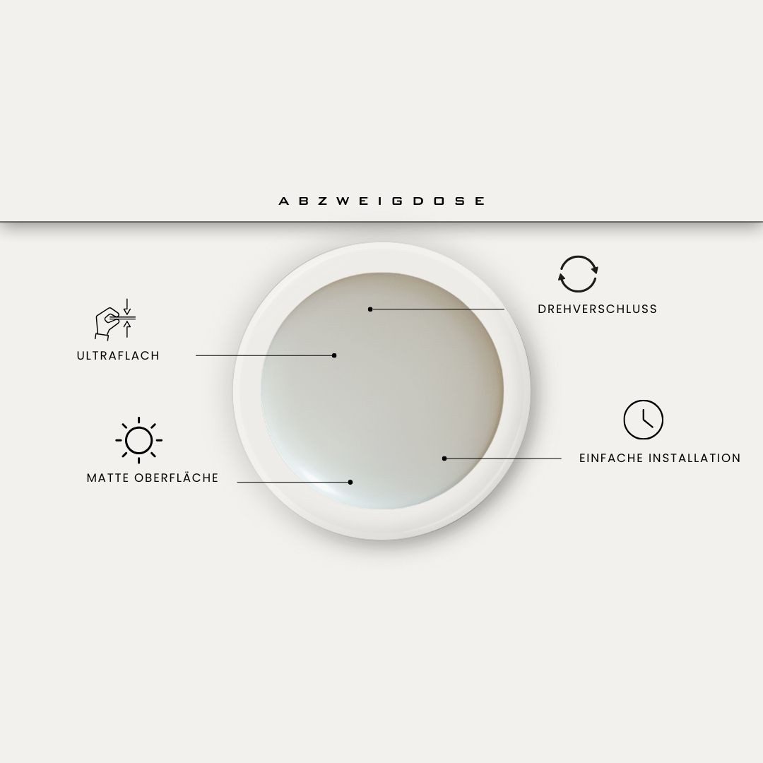 Lichthandel Hoch Lampen-Verteiler Verteilerdose Aufputz Verteilerdose Deckendose Baldachin Deckenrosette, Diese Abbdeckdose, verdeckt den Deckenauslass für die Zuleitung.