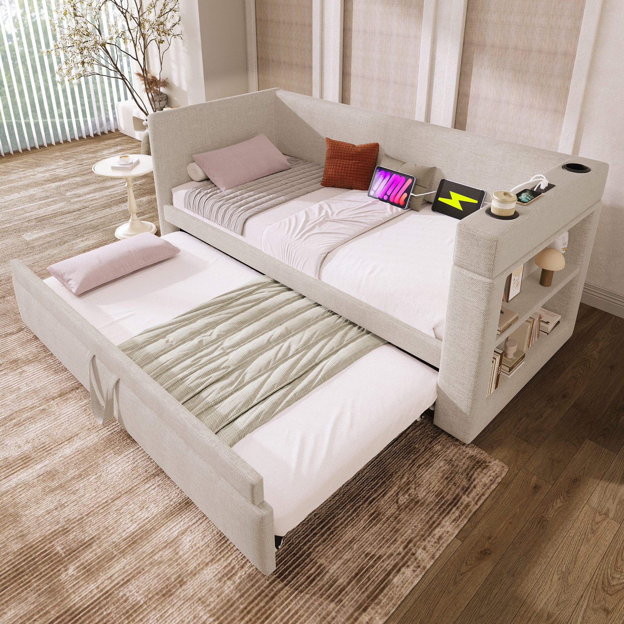 Flieks Daybett, Polsterbett 90/180x190cm mit Ausziehbett, günstig online kaufen