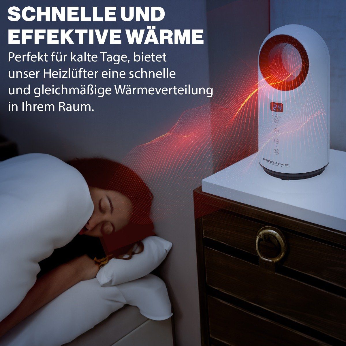 ProfiCare Heizlüfter PC-HL 3086, 2in1 Keramik-Heizlüfter und Tischventilator