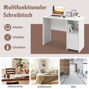 COSTWAY Schreibtisch, mit Schrank, Kabellöchern und Regal, 106x50x77,5cm