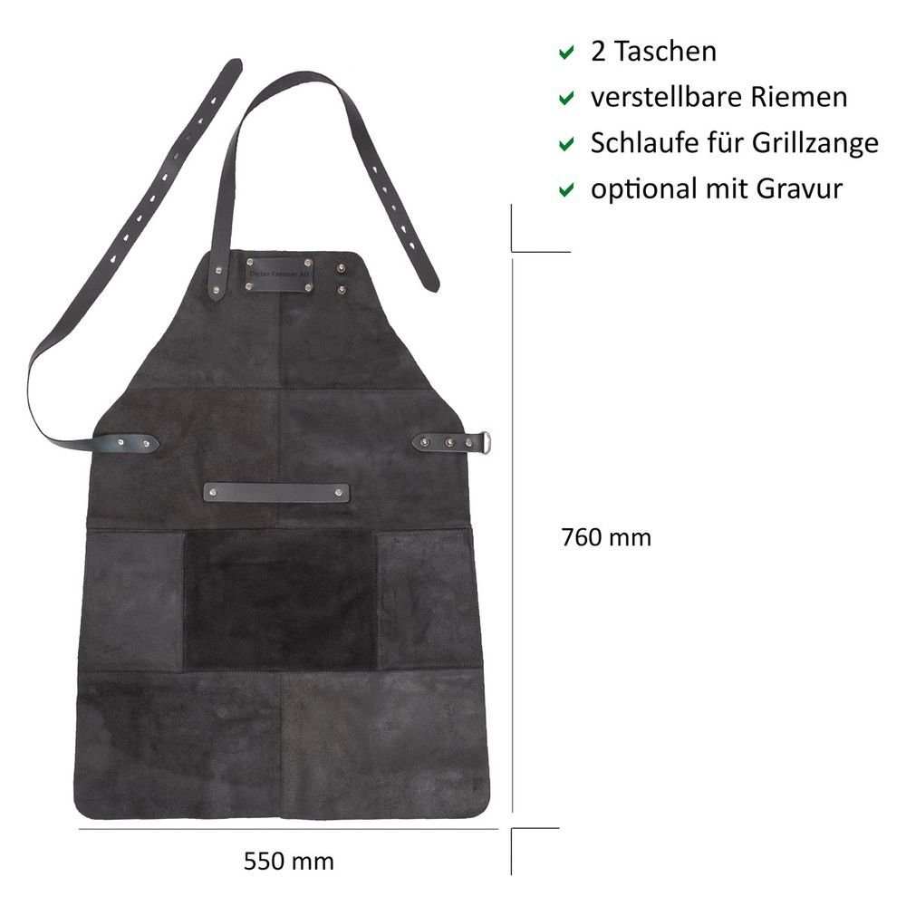 Hamosons Grillschürze Grillschürze aus Velours-Echt-Leder, Schwarz, Hamoson günstig online kaufen