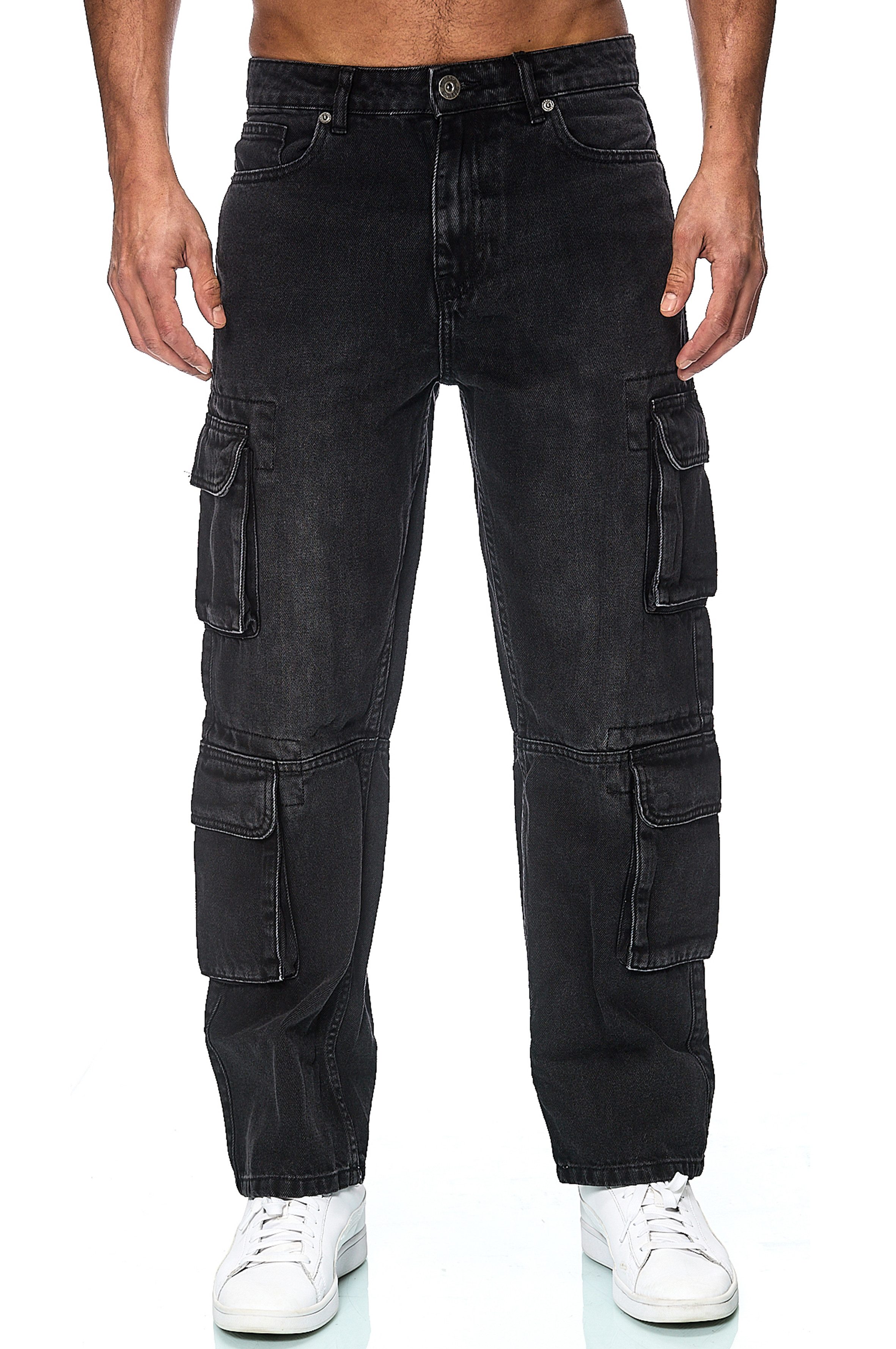 Smith & Solo Schlagjeans Baggy Jeans Herren, Cargohose Loose Fit Cargo-Taschen, Weites Bein, Baggy Fit