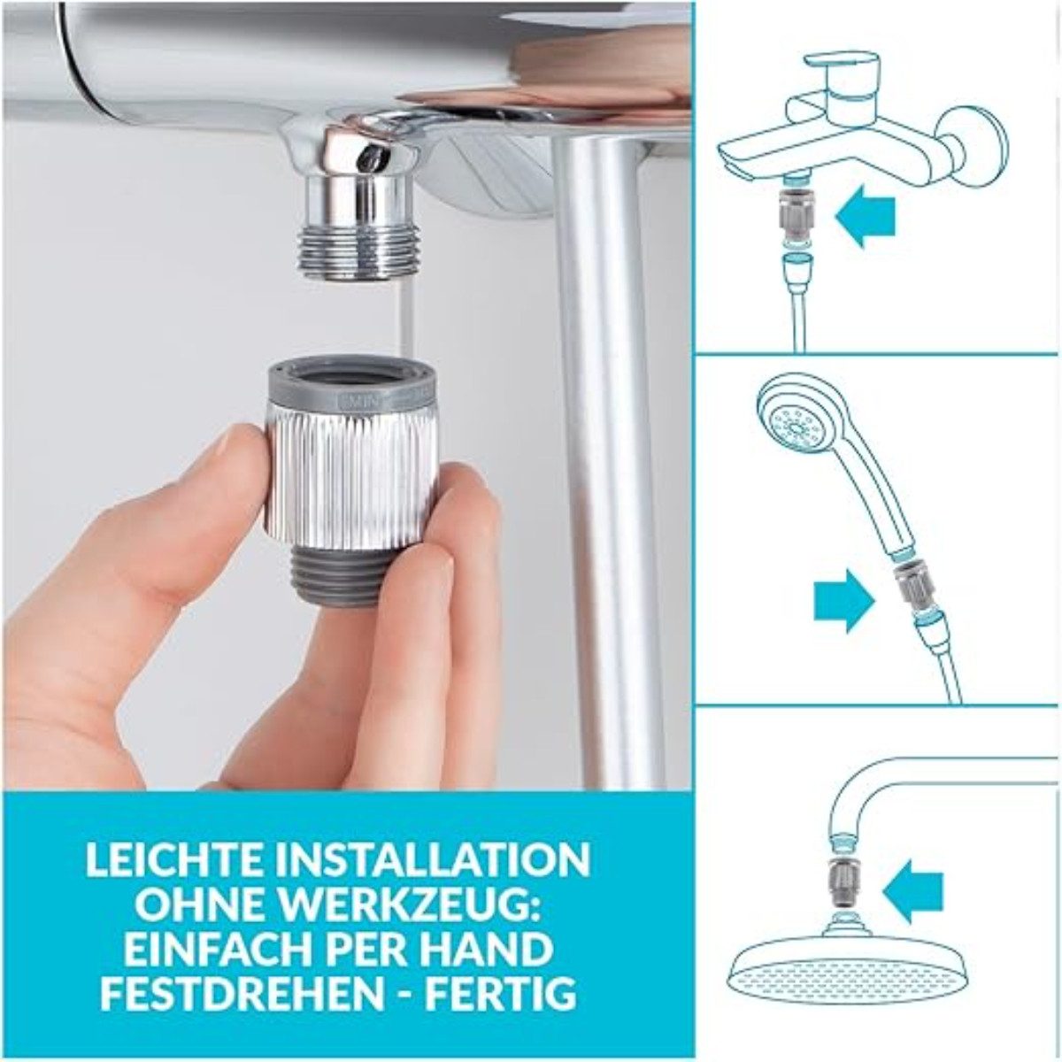 puregreen Strahlregler Dusch-Wassersparer – Regulierung des Wasserdurchflusses, 1/2" Gewinde, (1-tlg)