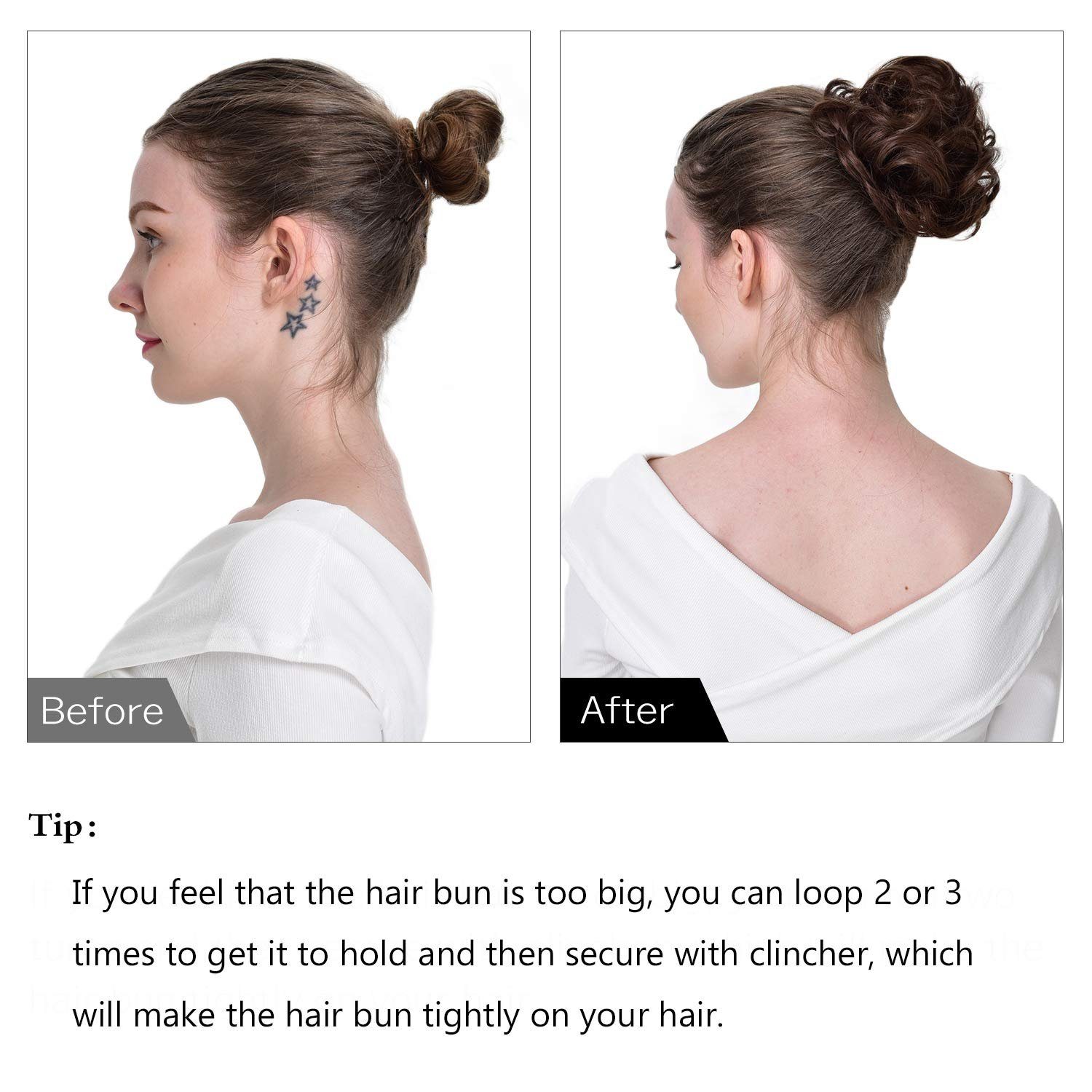 Frauen,Haarverlängerung Haarteil Black Haargummi Off für Hochsteckfrisuren, Kunsthaar-Extension SCHUTA