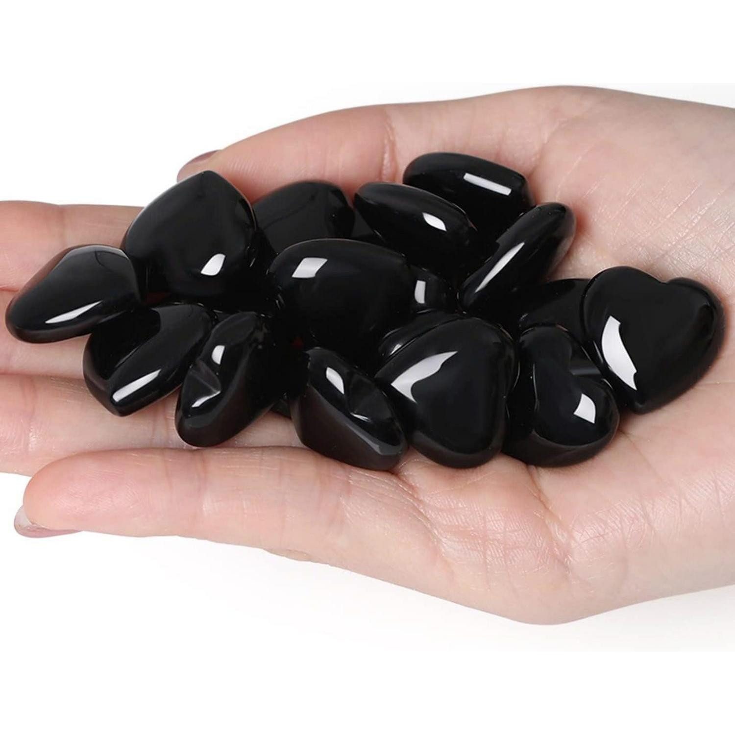 LuxusKollektion Edelstein Edelsteine Obsidian Herz 10 Set Glückssteine Schwarzer Obsidian