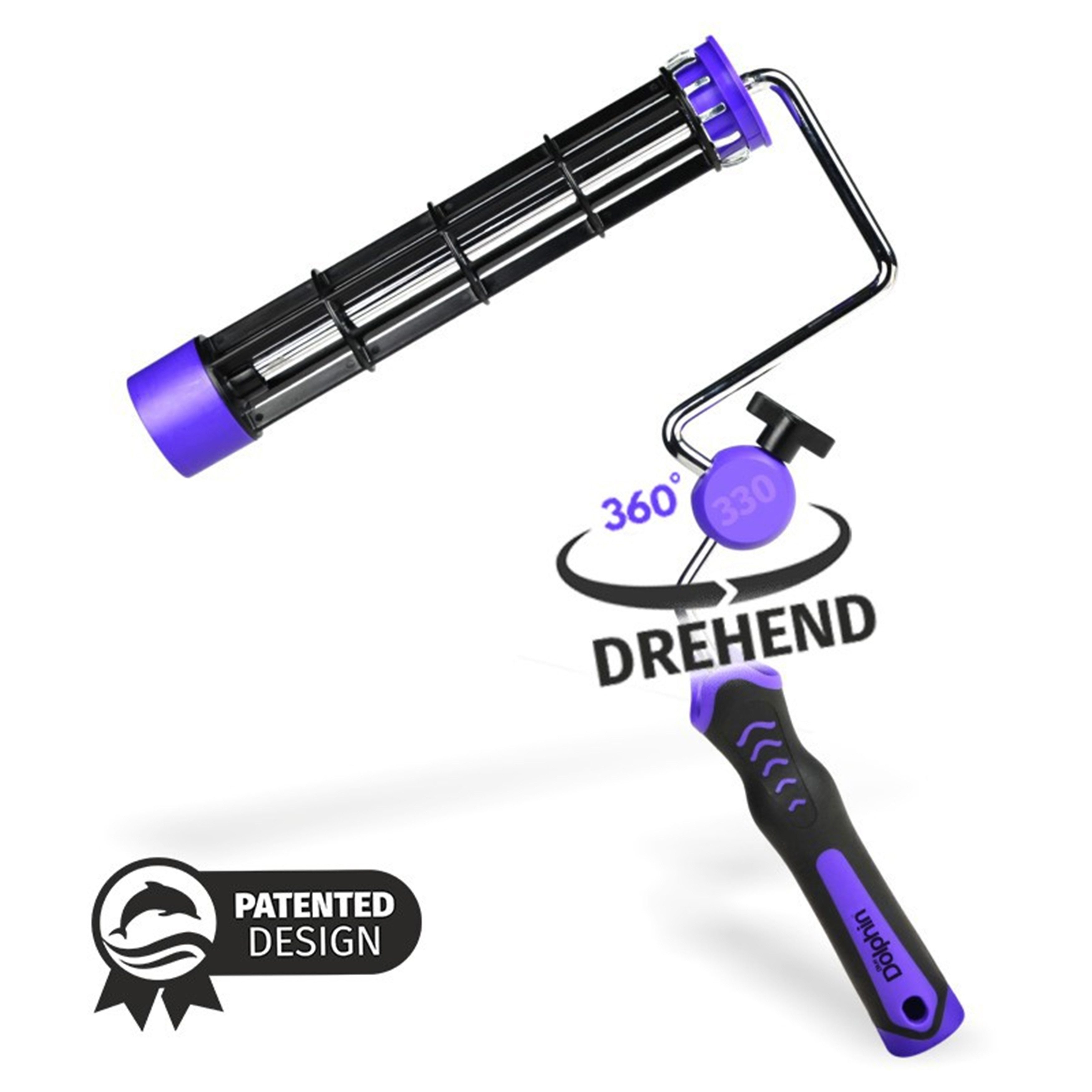 BlueDolphin Farbroller Maler ROTATING DolphinRoller SYSTEM 25cm Griff (Single-pack, 1-St), Rotierender Kopf