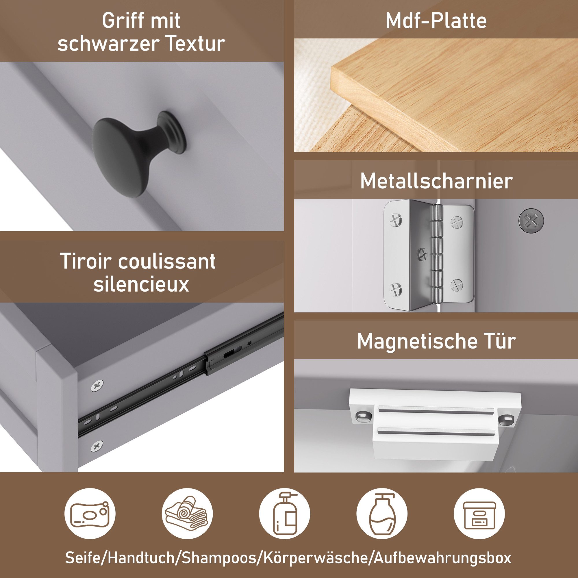 Merax Waschtisch mit Schublade, Türregal und günstig online kaufen