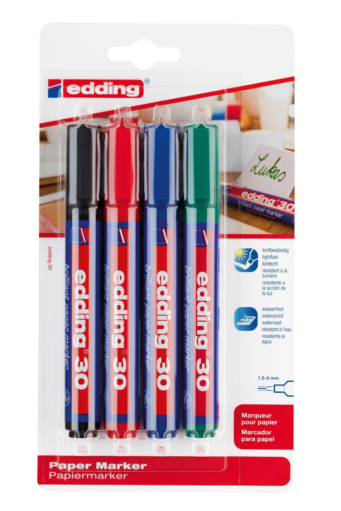edding Malstift Edding Brillant-Papiermarker 30 4er-Blister sortiert