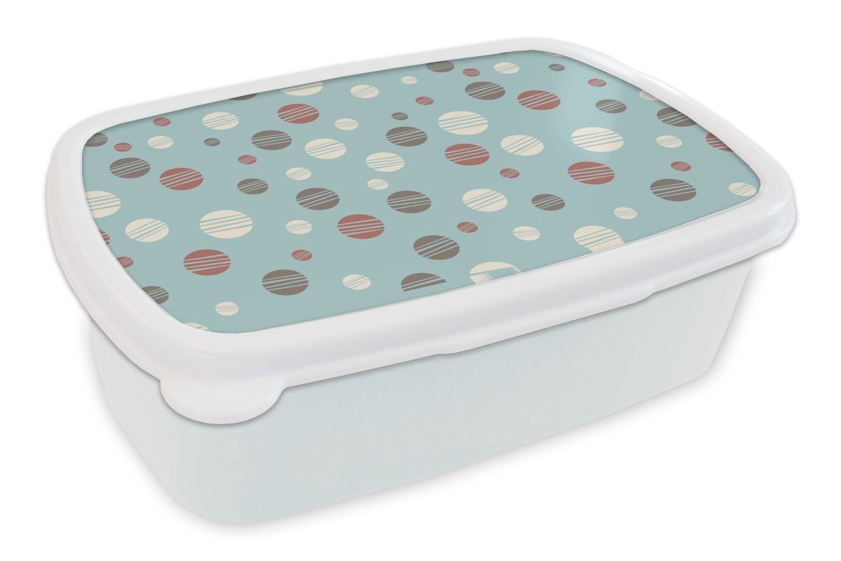 MuchoWow Lunchbox Polka dots - Muster - Pastell, Kunststoff, (2-tlg), Brotbox für Kinder und Erwachsene, Brotdose, für Jungs und Mädchen weiß