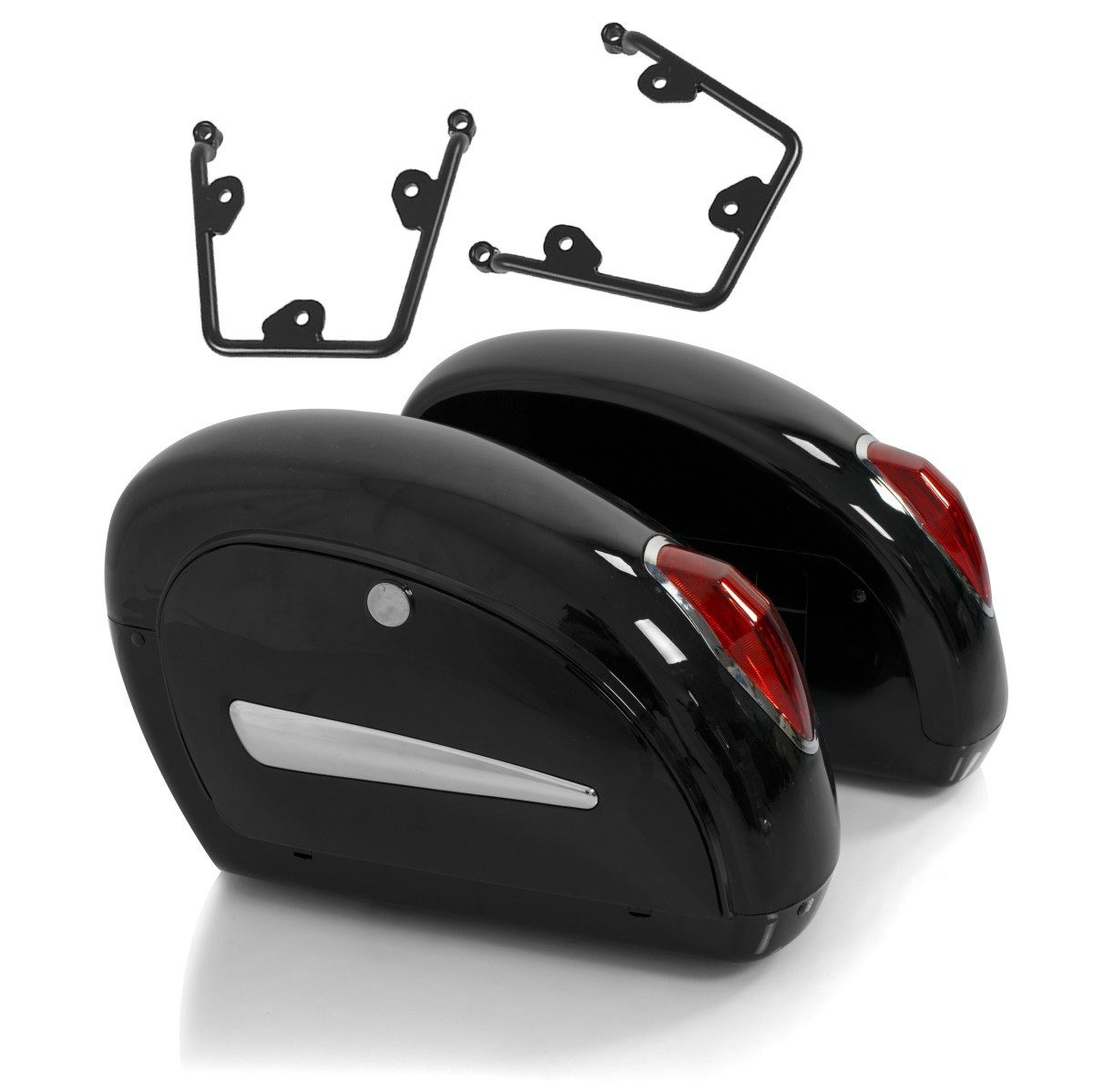 Craftride Koffer Set 2x Seitenkoffern mit Halter passend für Chopper / Custombikes 91-1