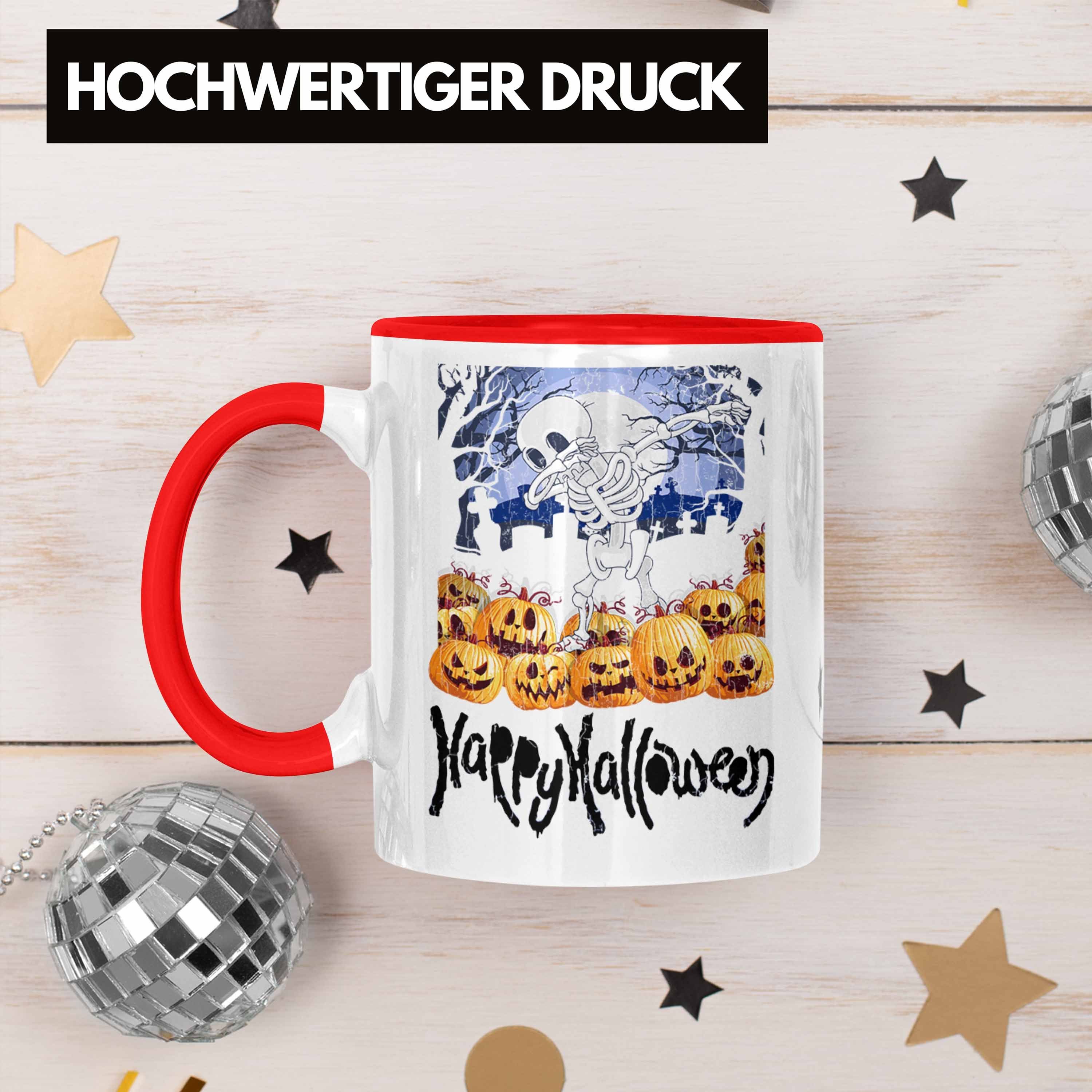 Halloween Kürbis Trendation Skelet Dekoration Rot Tasse Dabbing Becher Tasse