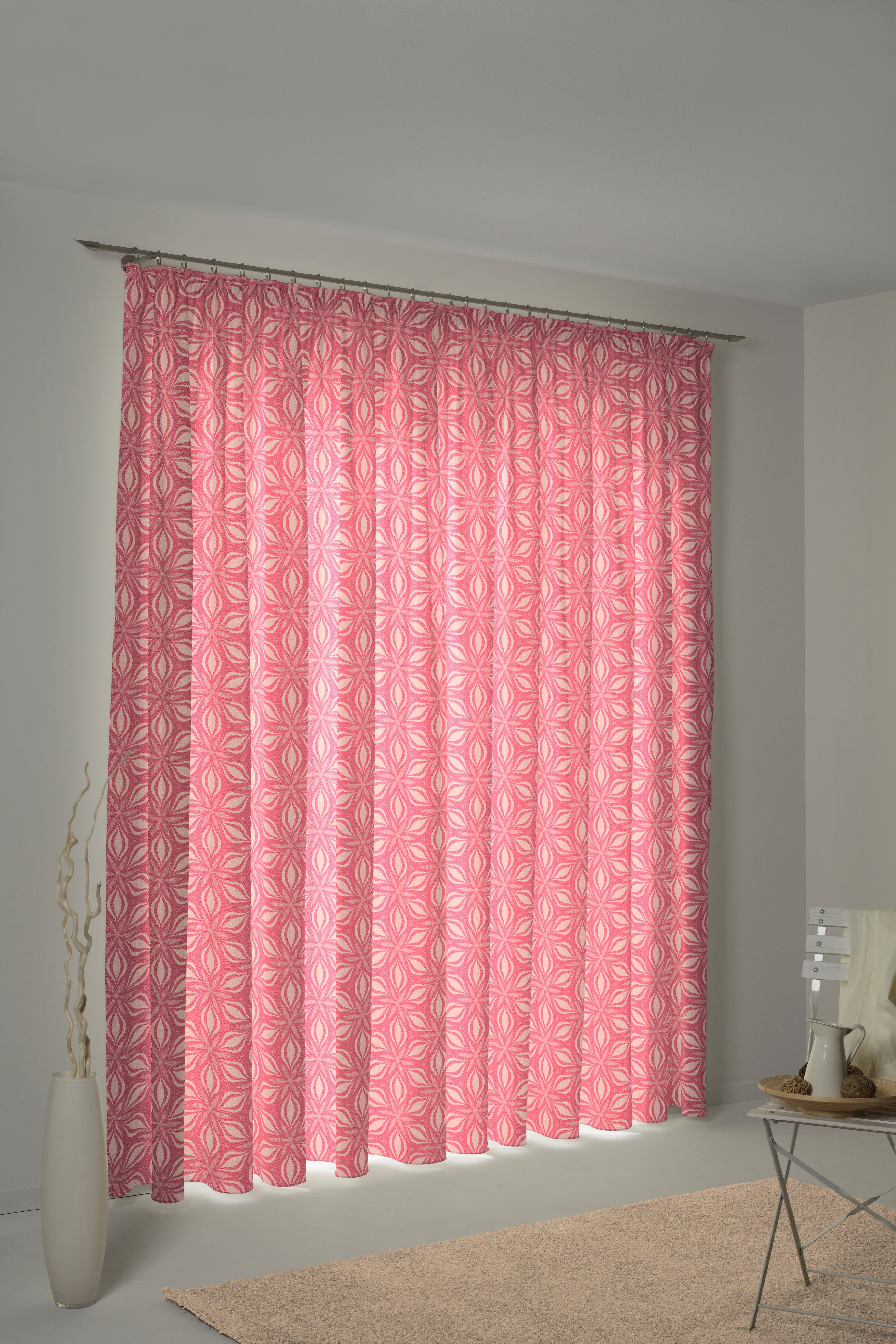 Vorhang Retro Floret, Adam, Kräuselband nachhaltig Jacquard, St), (1 pink blickdicht